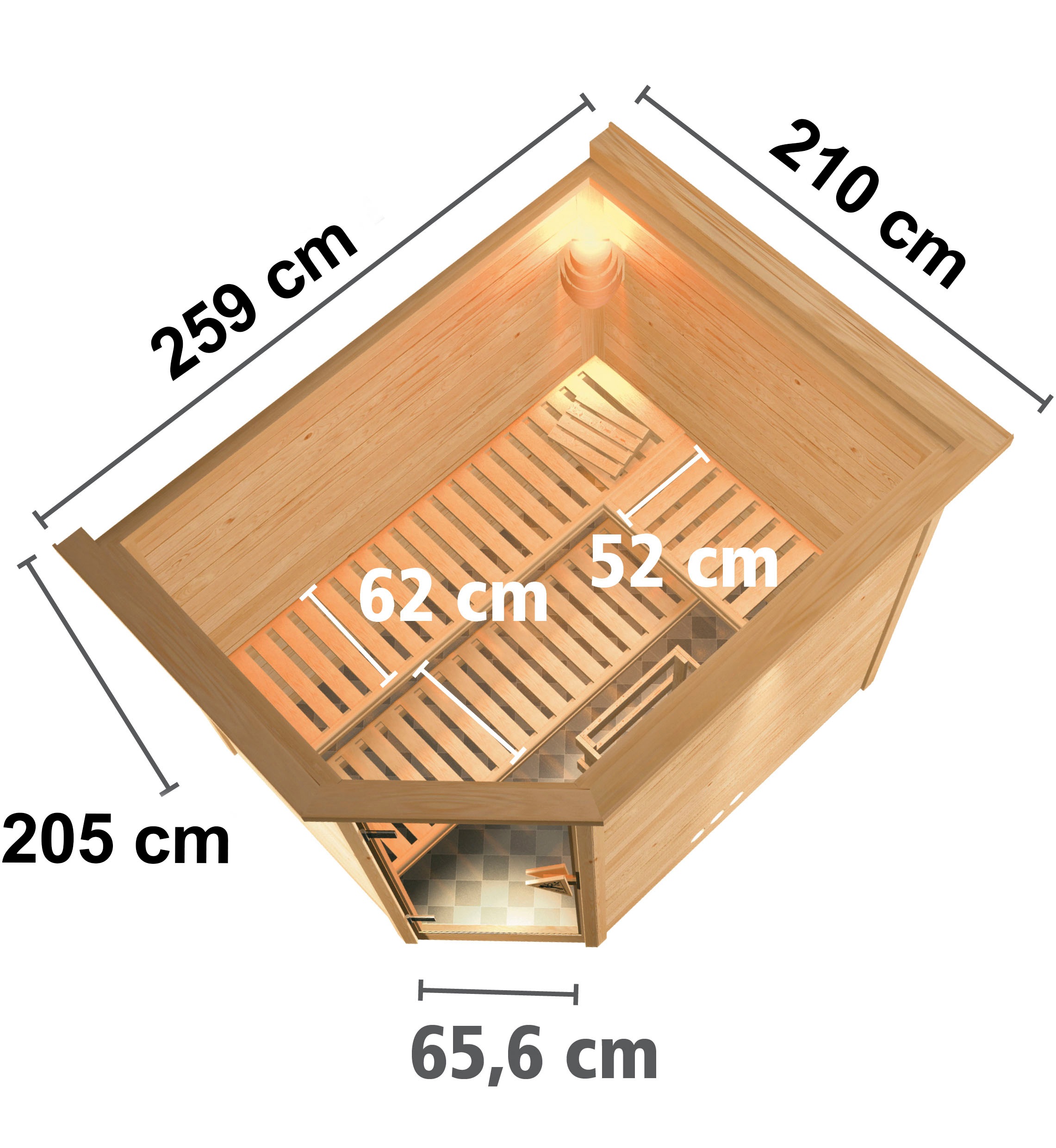 Karibu Sauna »Talida«, 9-kW-Ofen mit integrierter Steuerung