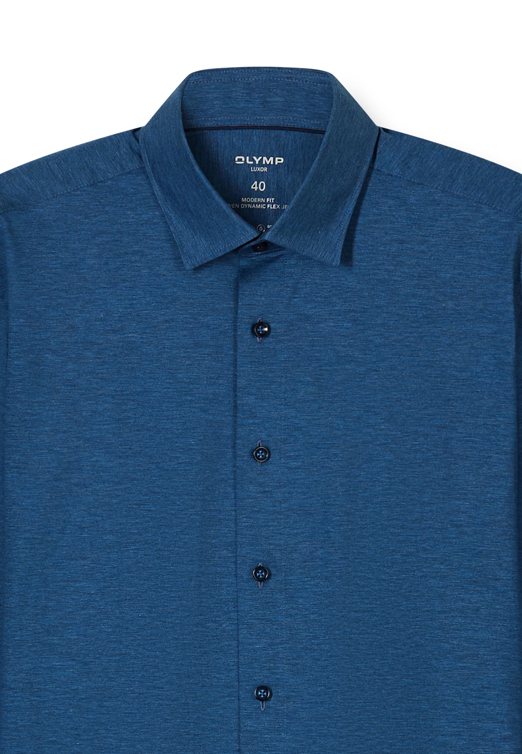 OLYMP Luxor 24/Seven modern fit Jerseyshirt Long Sleeve Shirt Smoke Blue 40 2