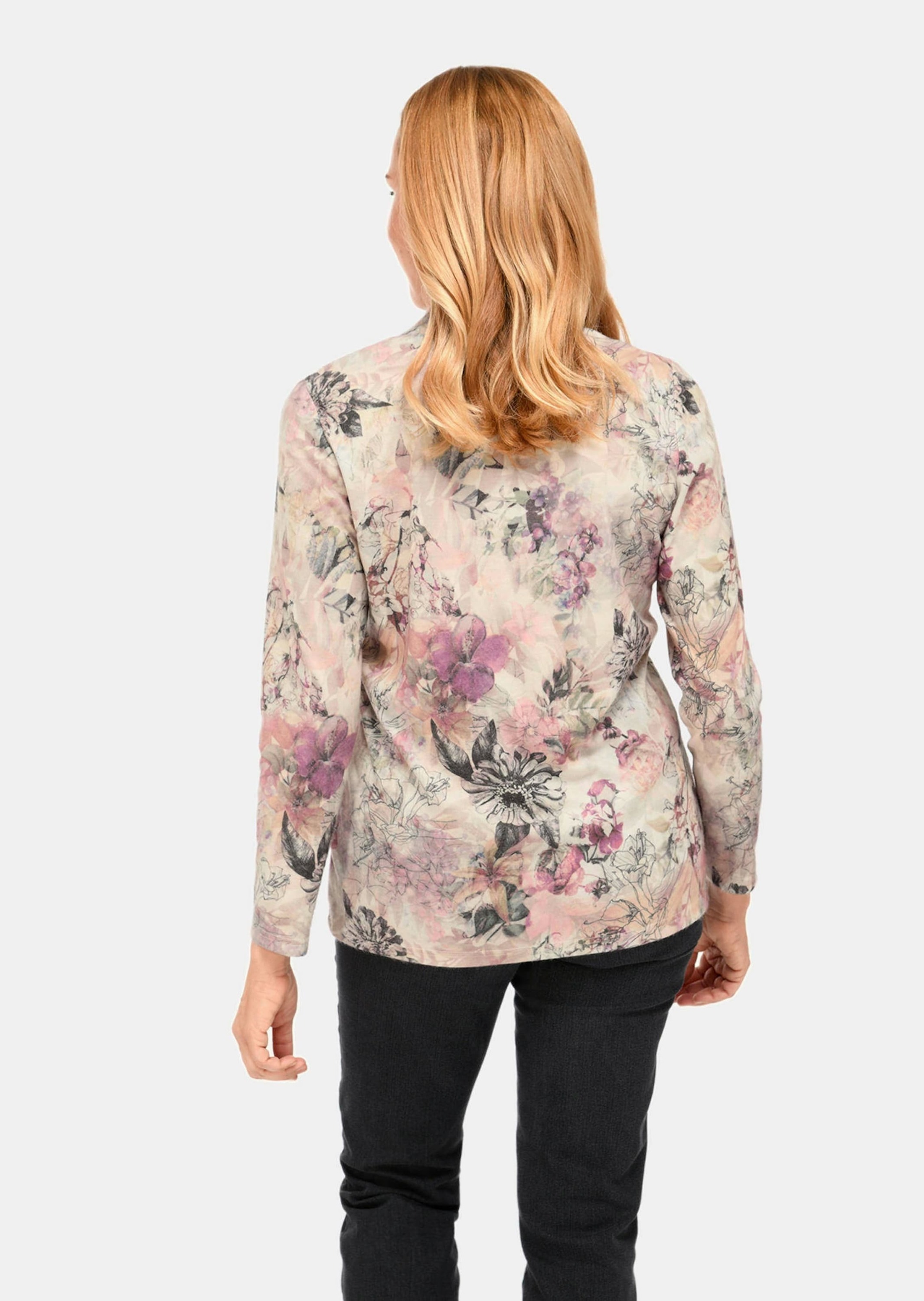 GOLDNER Print-Shirt "Florales Blusenshirt mit V-Ausschnitt" Blütendessin in günstig online kaufen