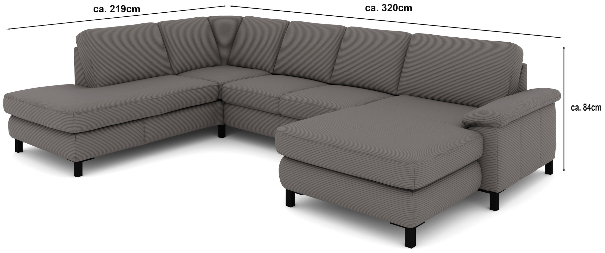Musterring Ecksofa »MR365« Mit aufliegender 28 cm Armlehne, Material/Funktion wählbar,320 x 219cm
