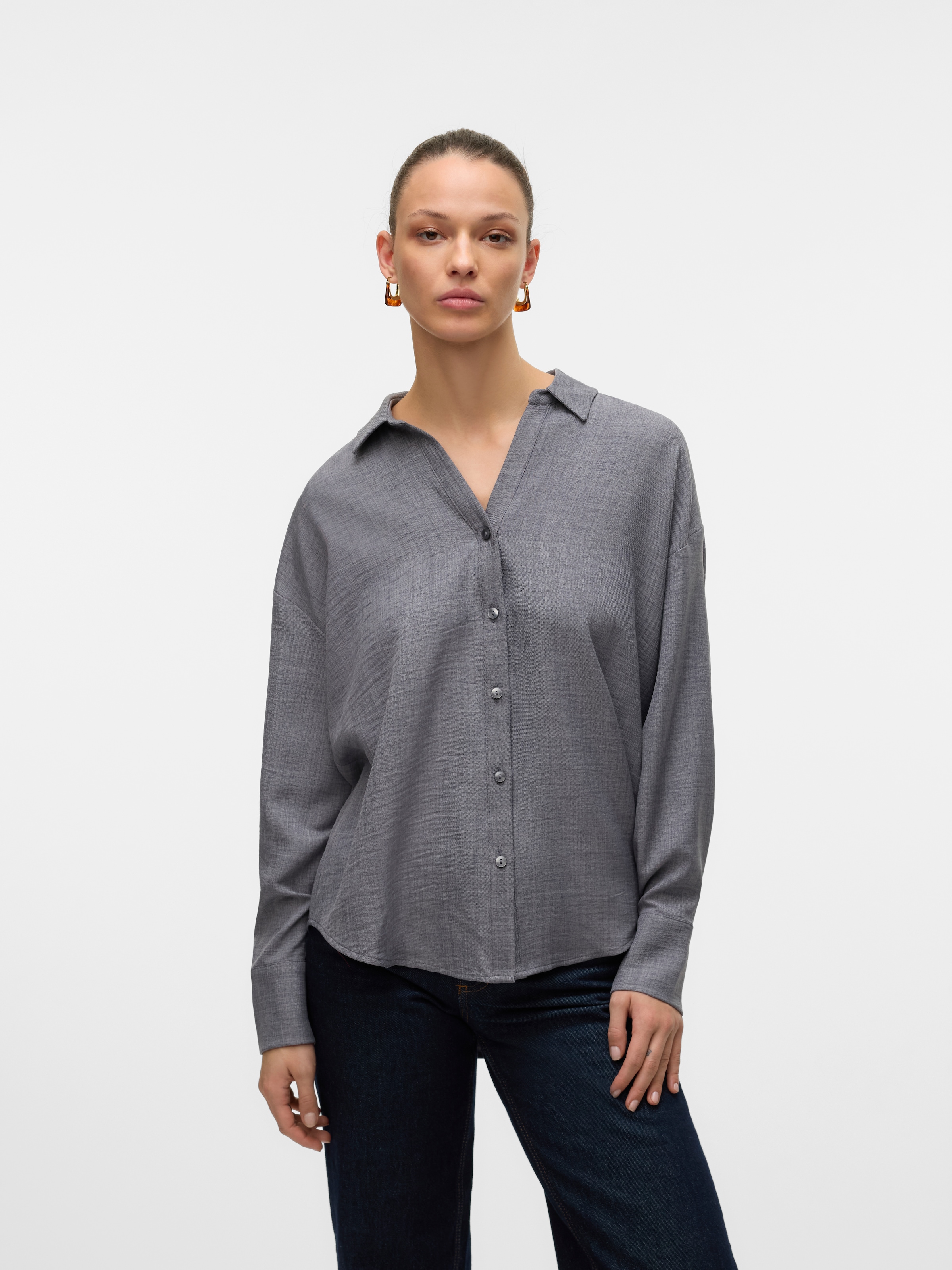 Vero Moda Langarmbluse "VMMELANEY QUEENY LS SHIRT WVN NOOS" Kunstfaser, loo günstig online kaufen