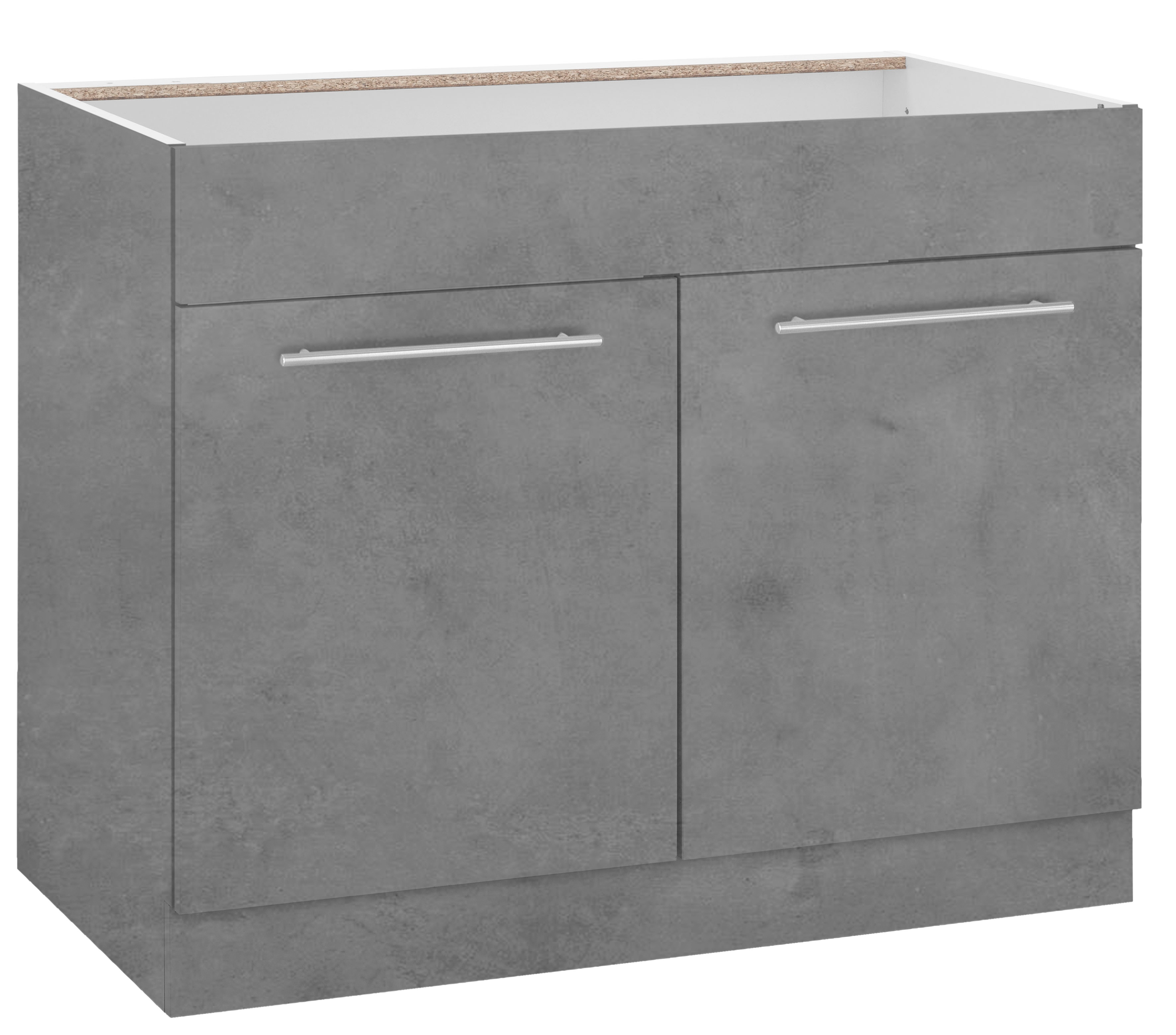 wiho Küchen Spülenschrank "Flexi2, Breite: 100 cm, Soft-Close bei der Tür" oben feste Blende