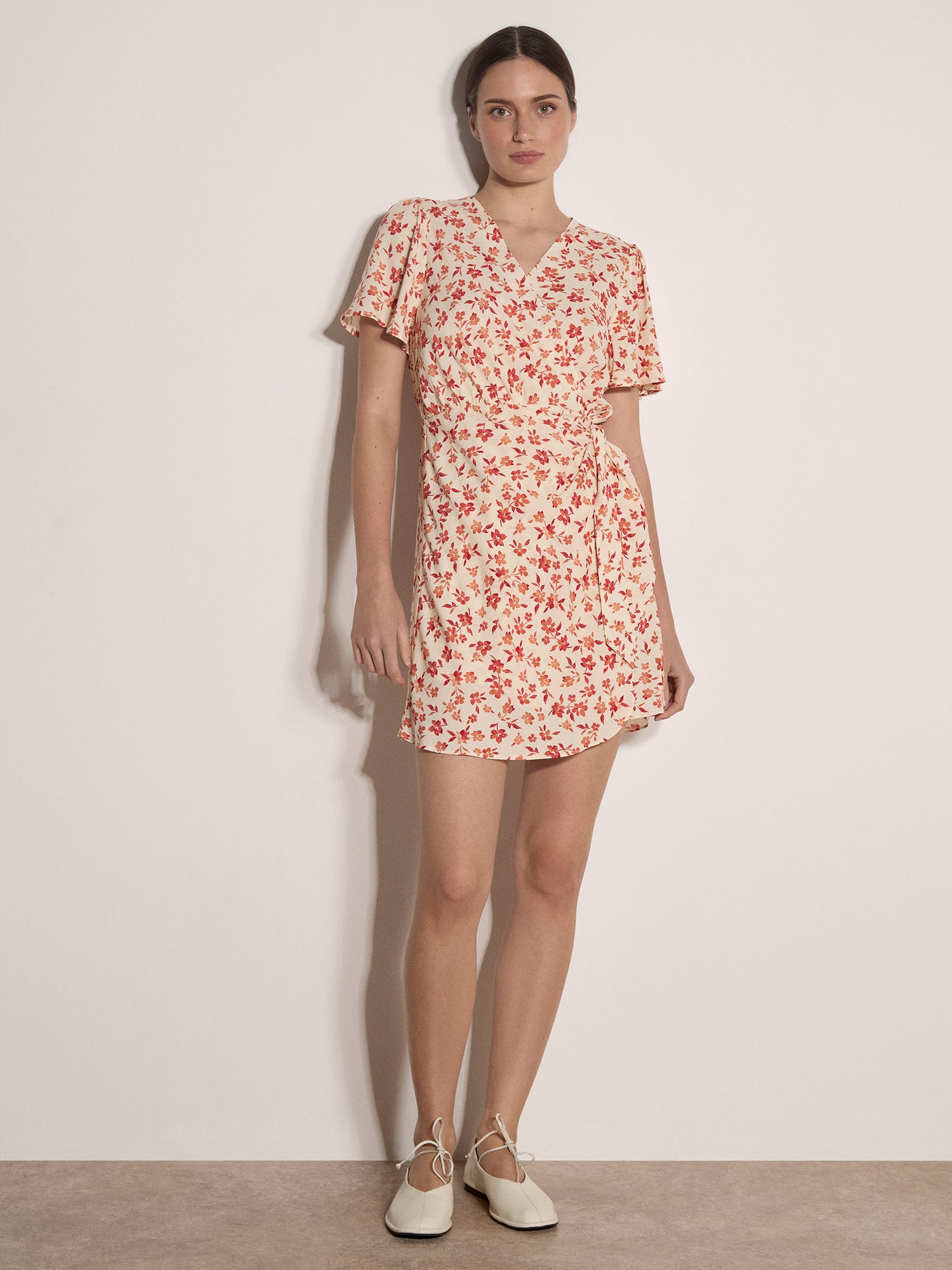 Apricot Minikleid "Wickel-Minikleid" mit Stoffgürtel, Druck