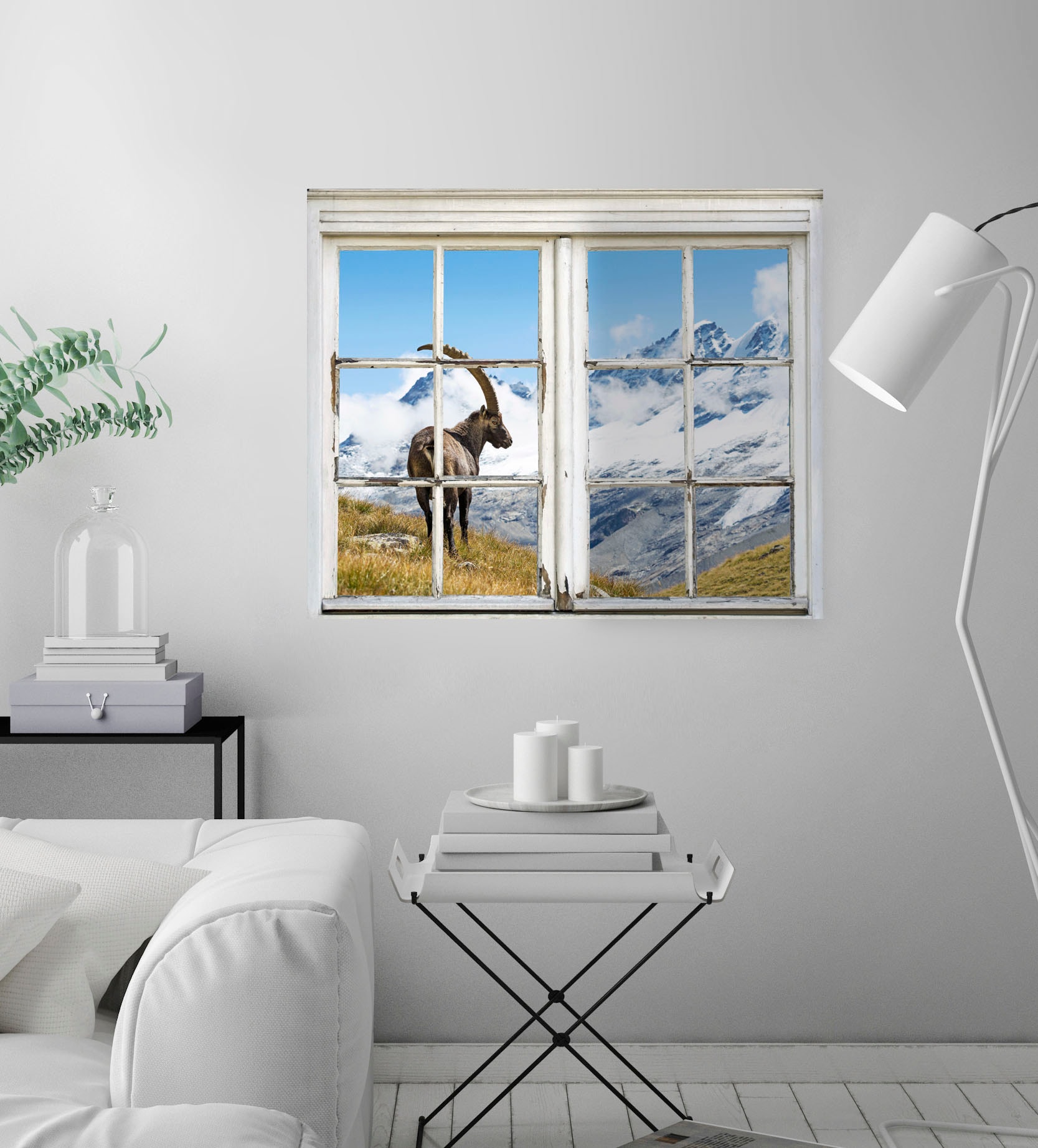 queence Wandsticker »Steinbock«, Wandsticker, Wandbild, selbstklebend, 3D, Fenster, Steinbock