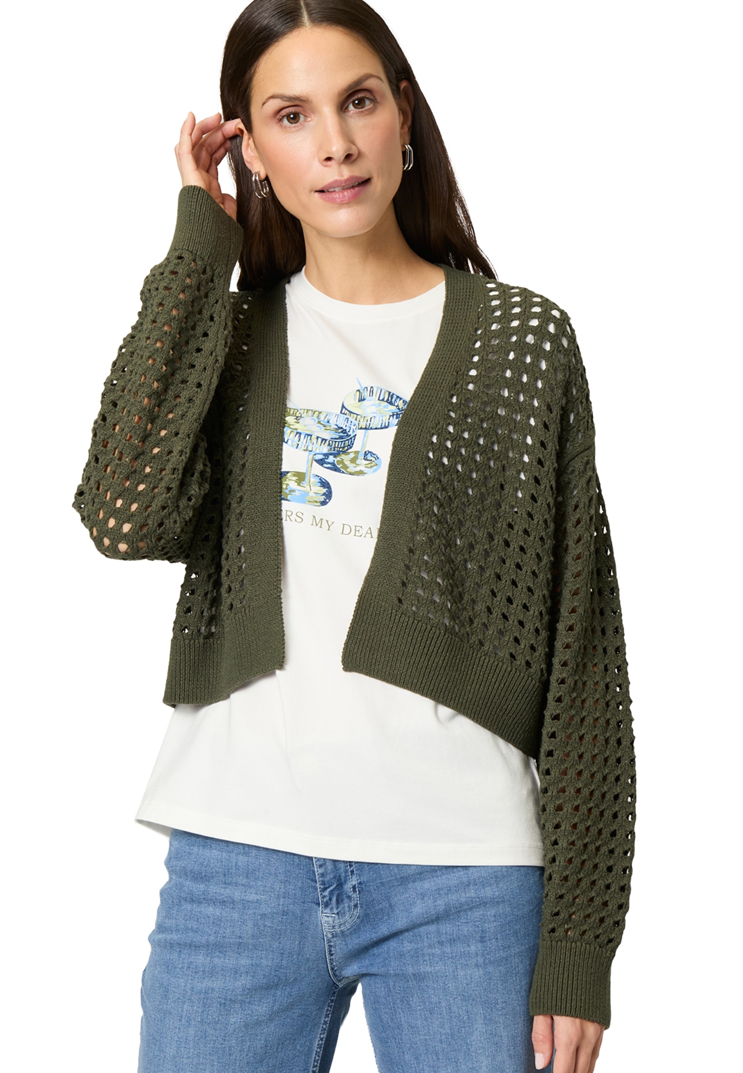 Zero Strickjacke "zero Damen Strickjacke mit Lochmuster", Lochmuster günstig online kaufen