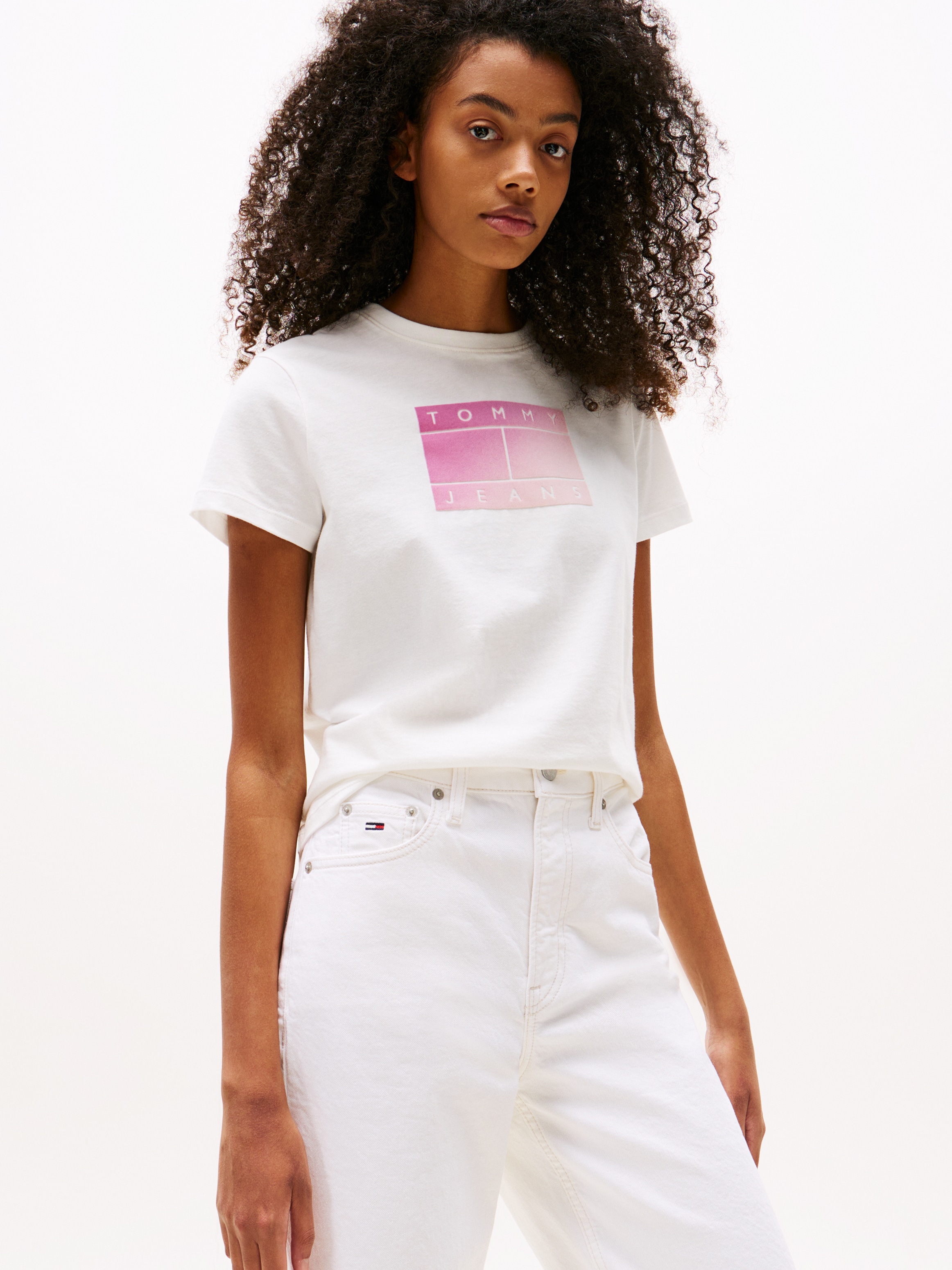 Tommy Jeans Kurzarmshirt "TJW REG GRADIENT FLAG SS" günstig online kaufen