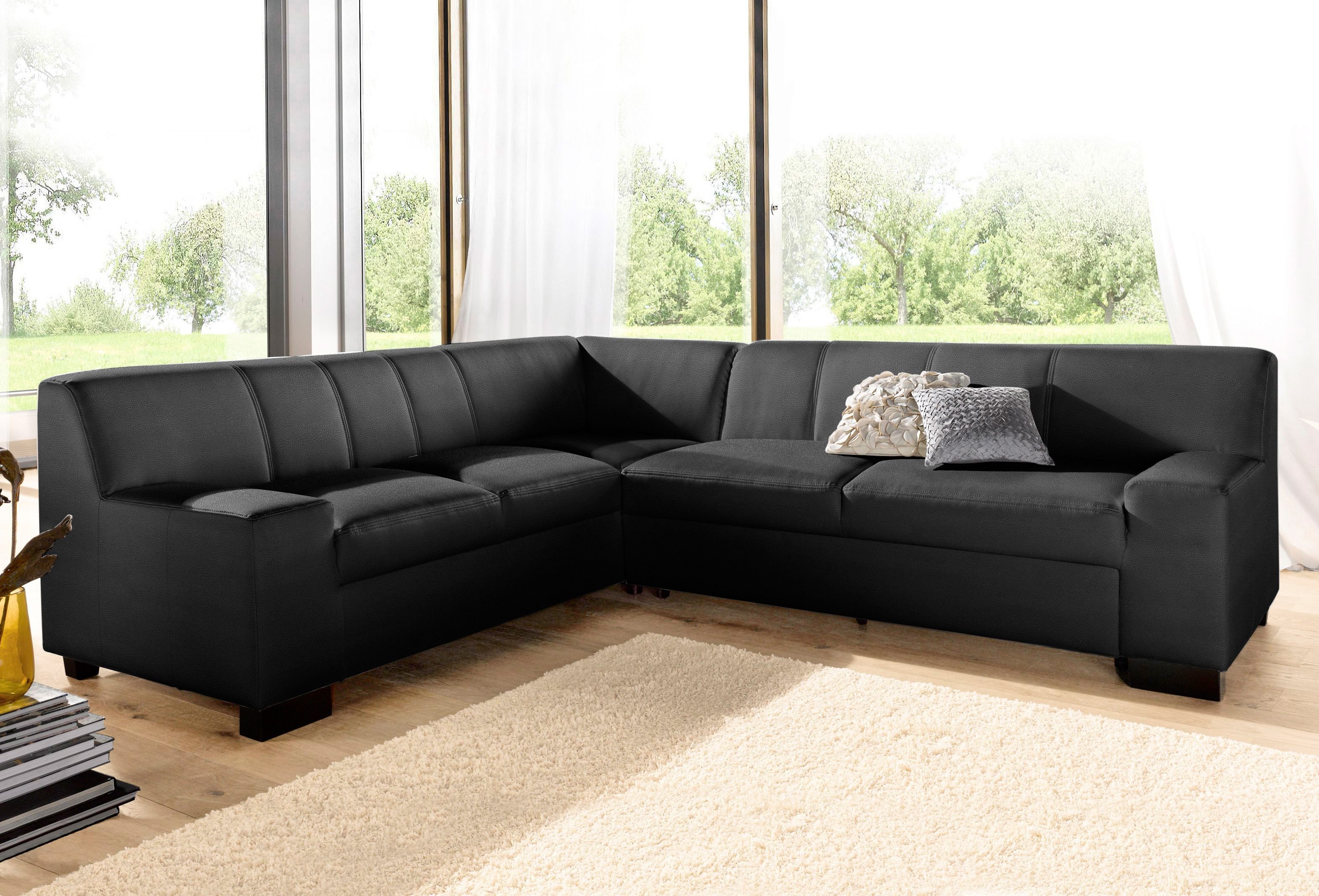 DOMO collection Ecksofa "Norma, moderne Armlehnen, zeitlos und elegant, Breite 247cm, L-Form" wahlweise mit Bettfunktion