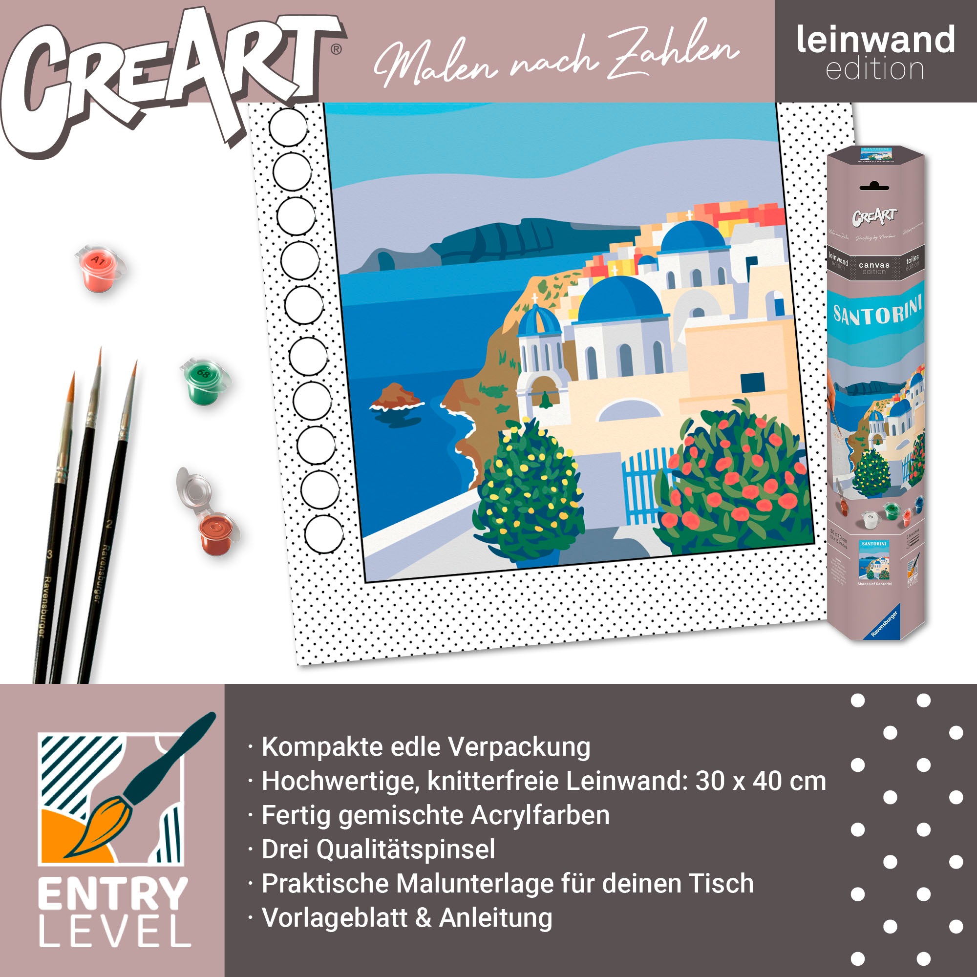 Ravensburger Malen nach Zahlen »CreArt, Leinwand Farbenfrohes Santorini«, Made in Europe