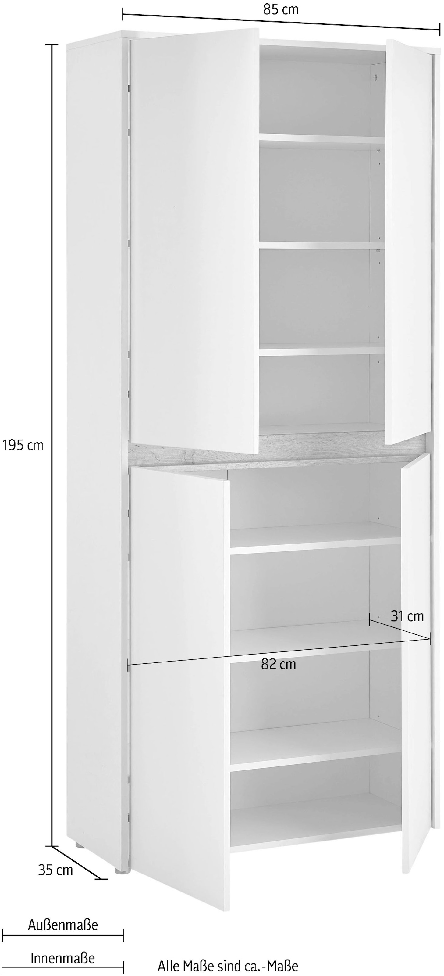 INOSIGN Schuhschrank »City/Giron, modernes Schuhregal, Schrank für 32 Schuhe, Schuhkommode«, acht Schuhfächer, viel Stauraum, 93 cm breit