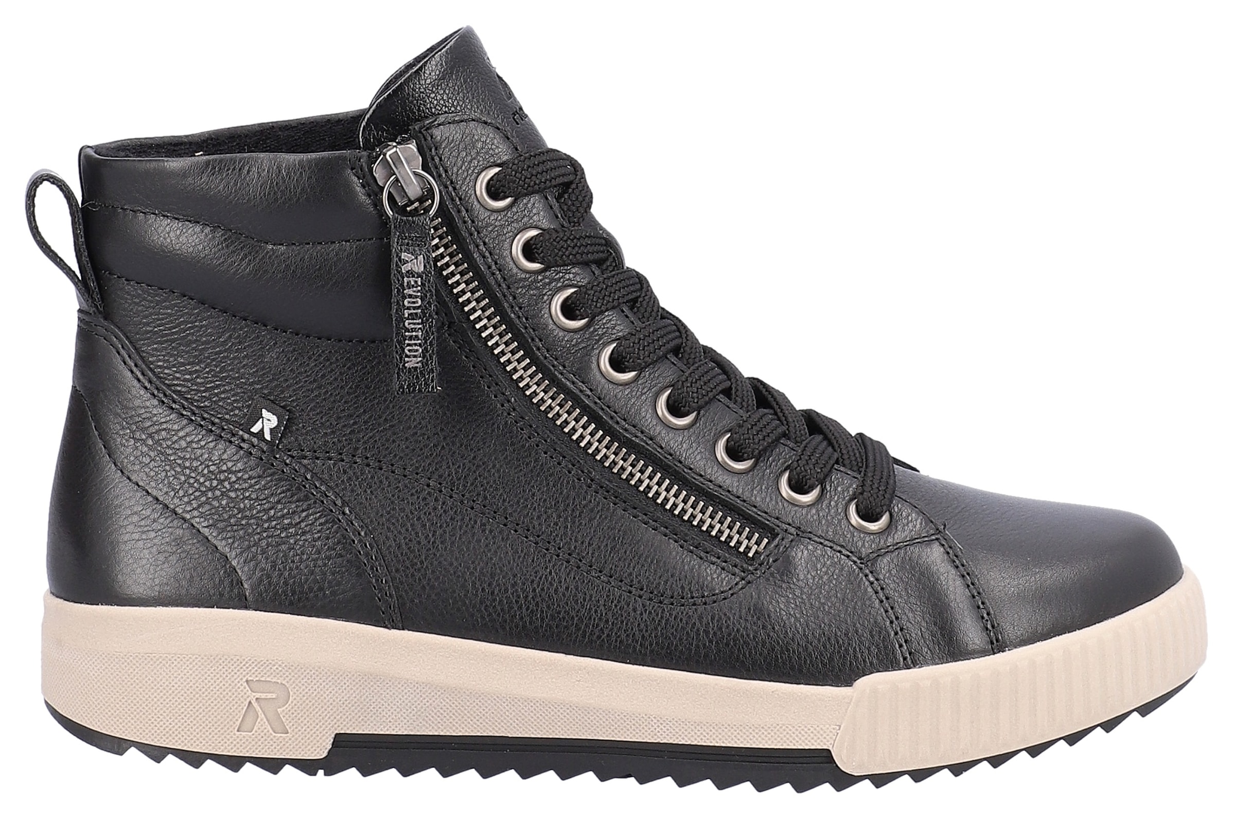 RIEKER Sport Schnürboots, Stiefelette, High Top Sneaker, Freizeitboots mit Reißverschluss
