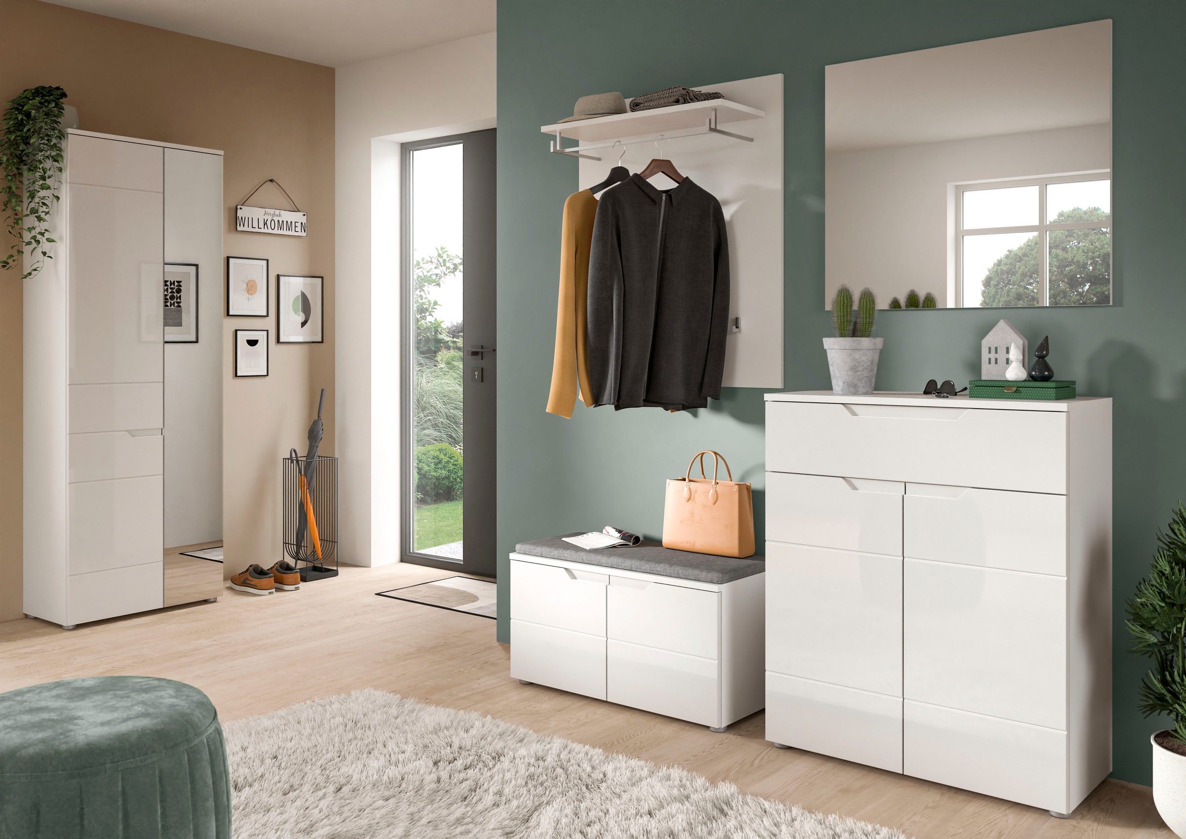 Home affaire Sitzbank "CAPRI, Breite 80 cm, 2 Türen mit eingefasster Griffm günstig online kaufen