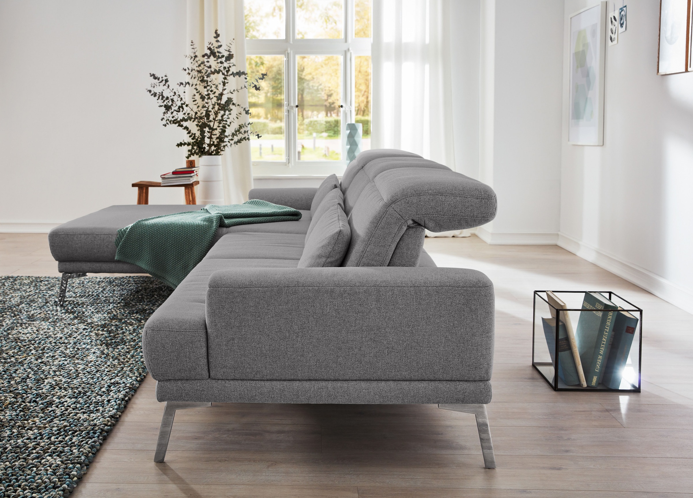 Musterring Ecksofa »MR 4580«, mit Kopf- und Sitztiefenverstellung, Metallfuß chrom, 288 x 193/220cm