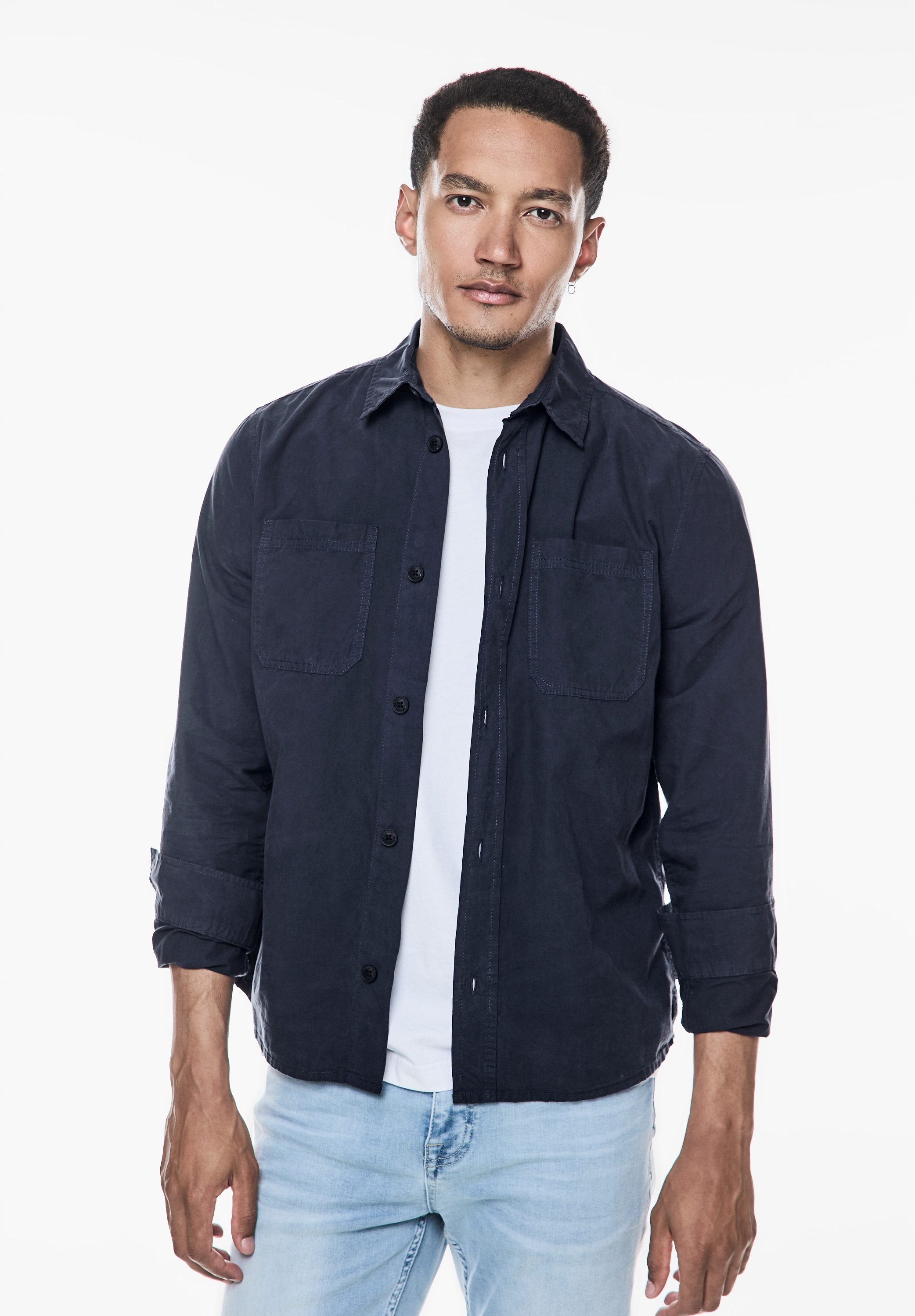 STREET ONE MEN Langarmhemd, aus reiner Baumwolle