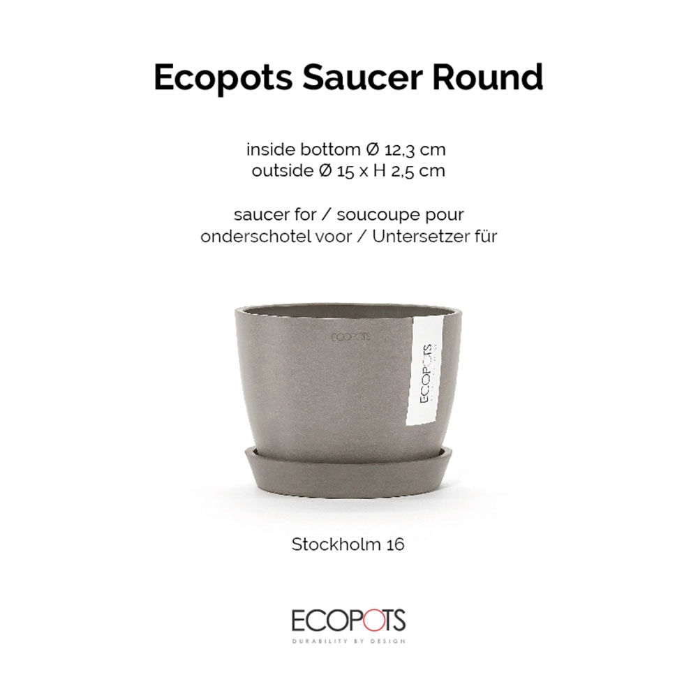ECOPOTS Topfuntersetzer »Rund 15 Taupe« für innen und außen: frostsicher, bruchsicher und lichtbeständig