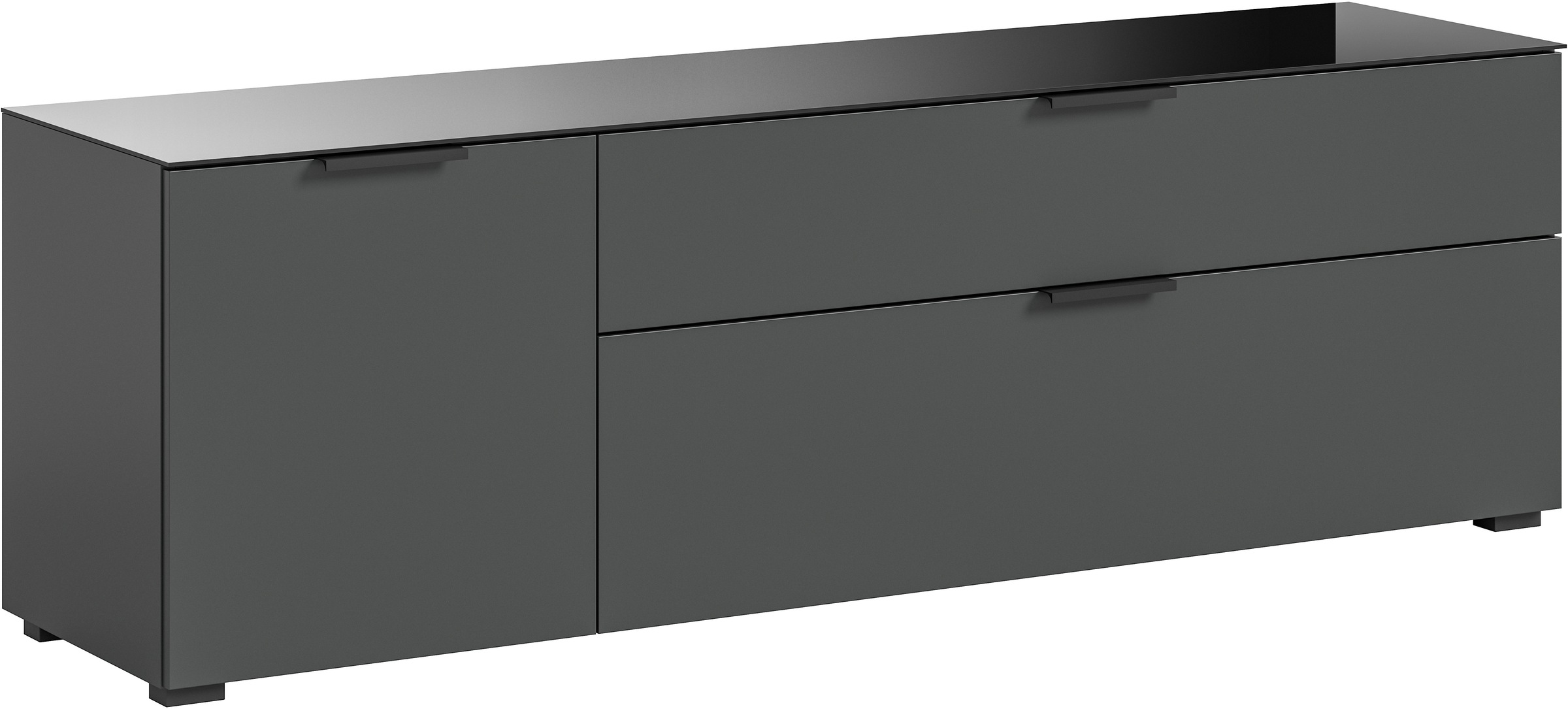 INOSIGN Lowboard »Raio, Breite 160 cm, 1 Tür, 1 Schubkasten, 1 Klappe, Oberboden«, mit Glasplatte, TV-Board, TV-Schrank, Mediaboard, Fernsehschrank