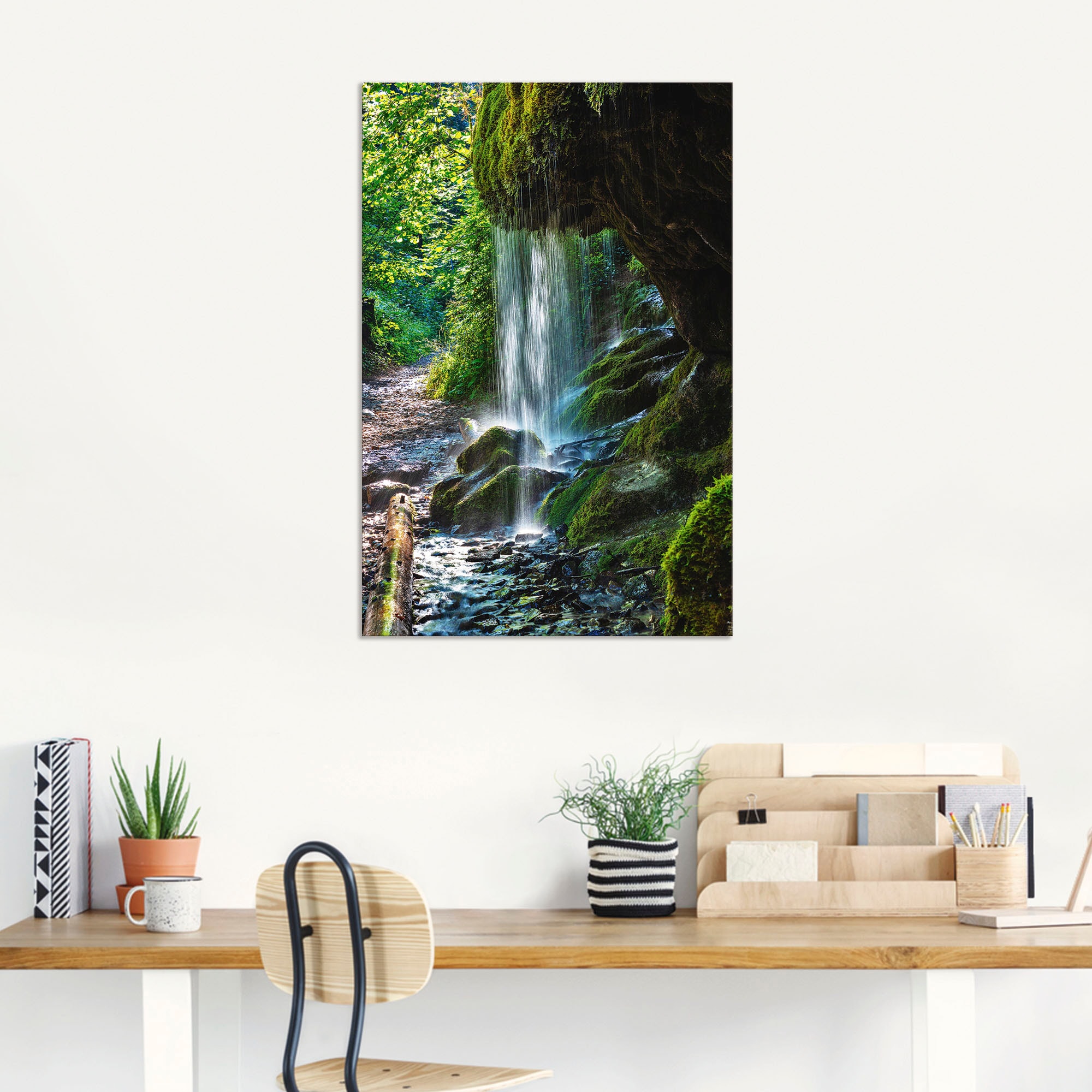 Artland Wandbild »Moosbedeckter Wasserfall«, Wasserfallbilder, (1 St.), als Alubild, Outdoorbild, Leinwandbild, Wandaufkleber, versch. Größen