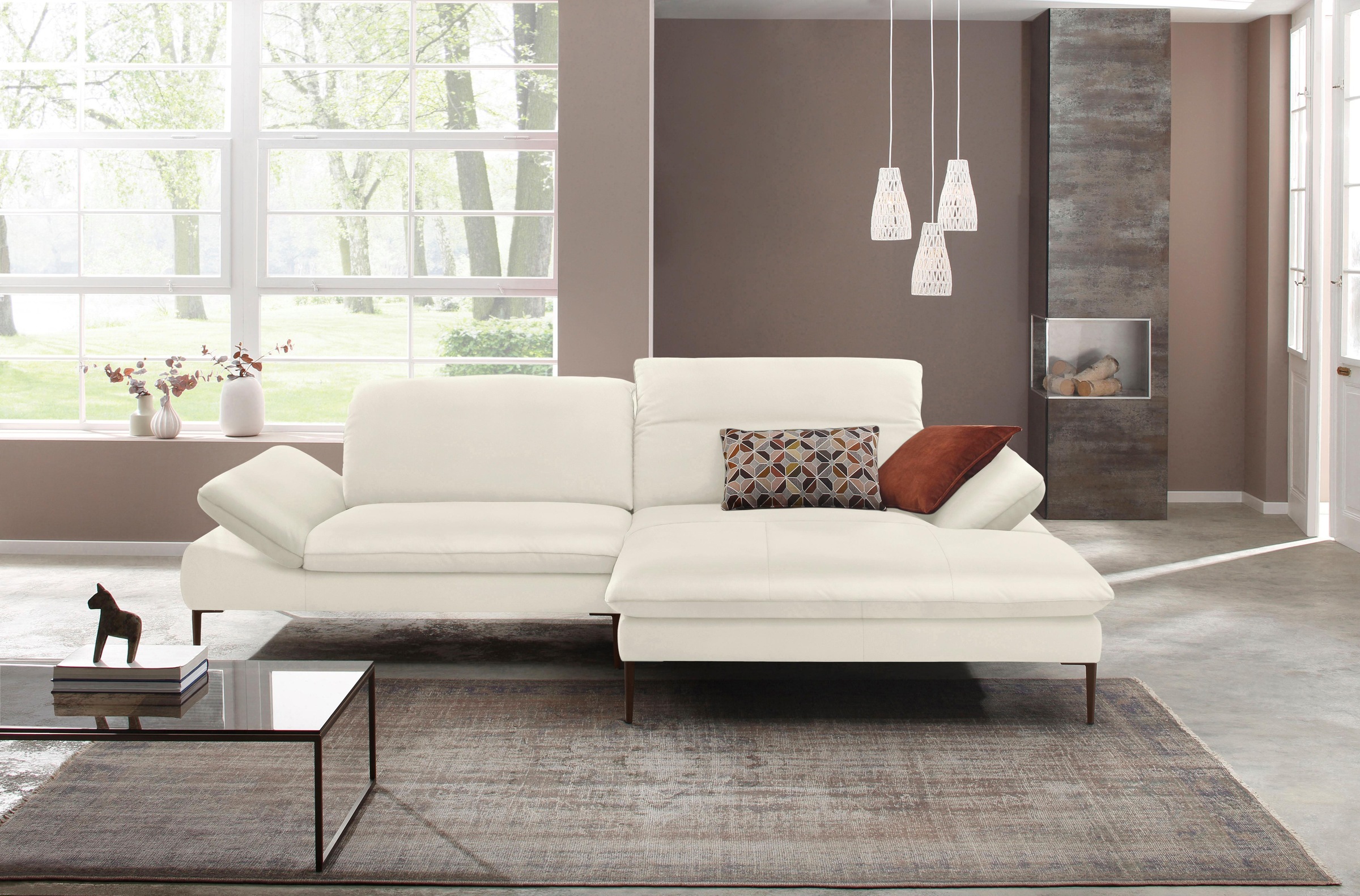 W.SCHILLIG Ecksofa »enjoy&MORE, Designsofa, elegant und bequem, L-Form«, Sitztiefenverstellung, Füße bronze pulverbeschichtet, Breite 294 cm