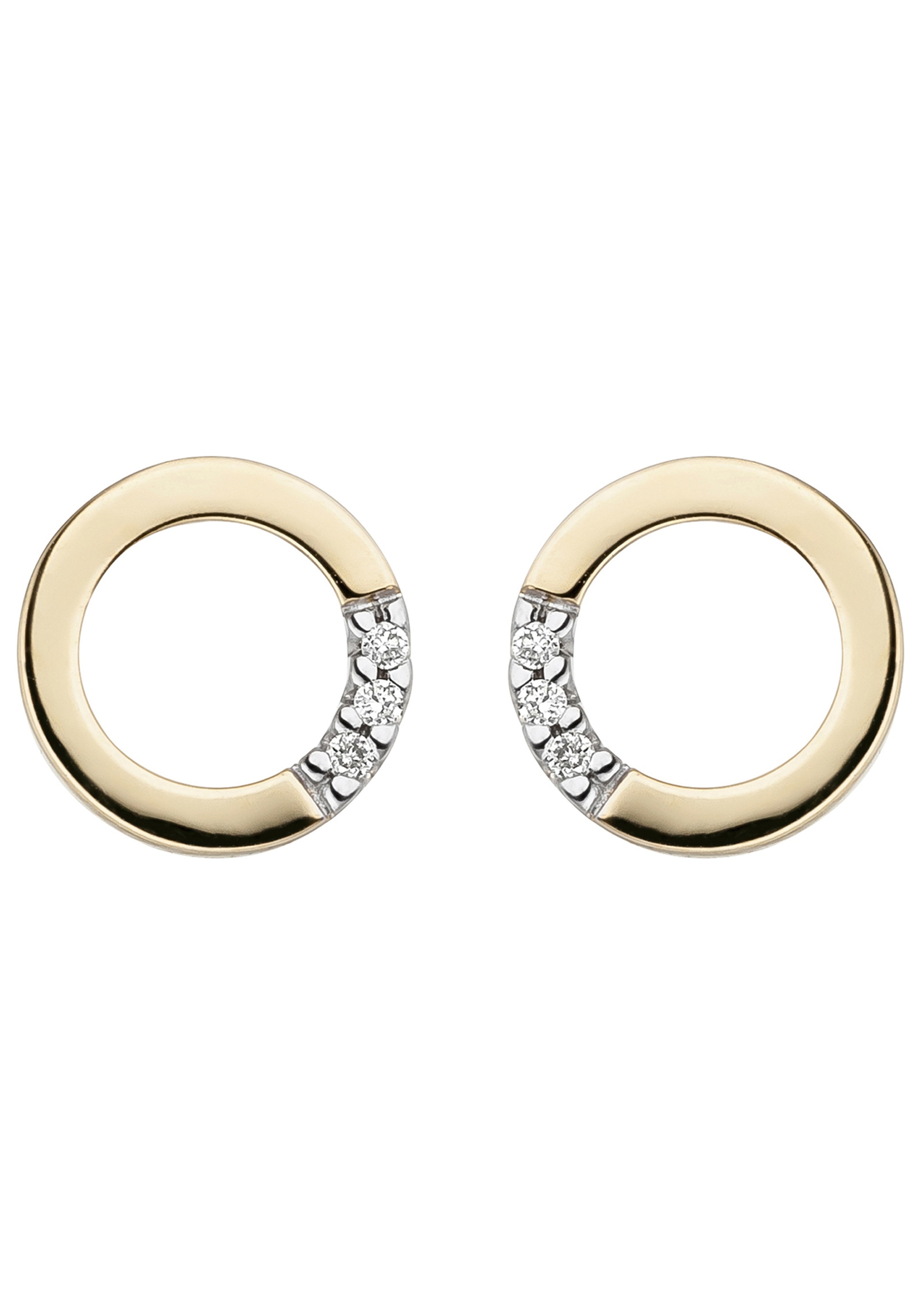 JOBO Paar Ohrstecker rund 585 Gold mit 6 Diamanten