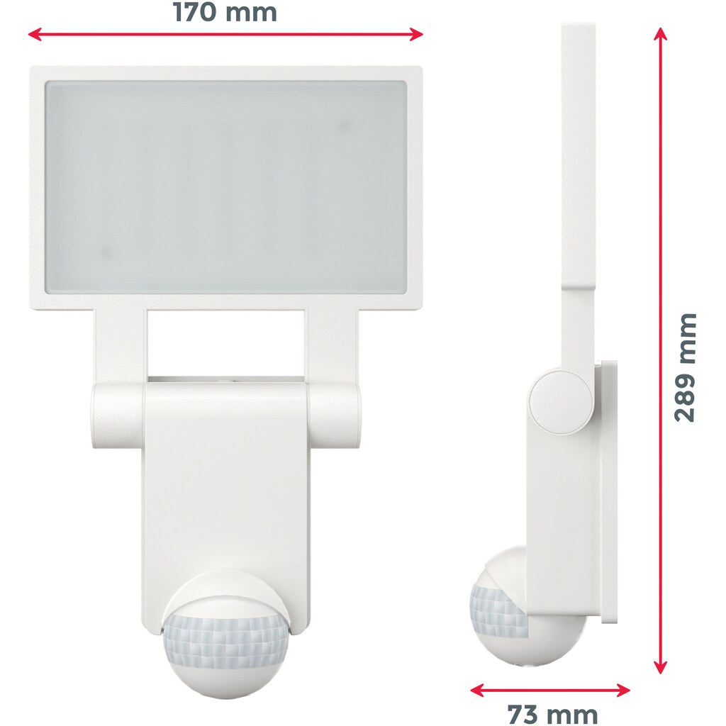 B.K.Licht LED Außen-Wandleuchte mit Bewegungssensor, inkl. LED-Platine, 20 Watt, 2.000lm, 4.000K, Sensor-Reichweite ca. 6-8 Meter, schwenkbar