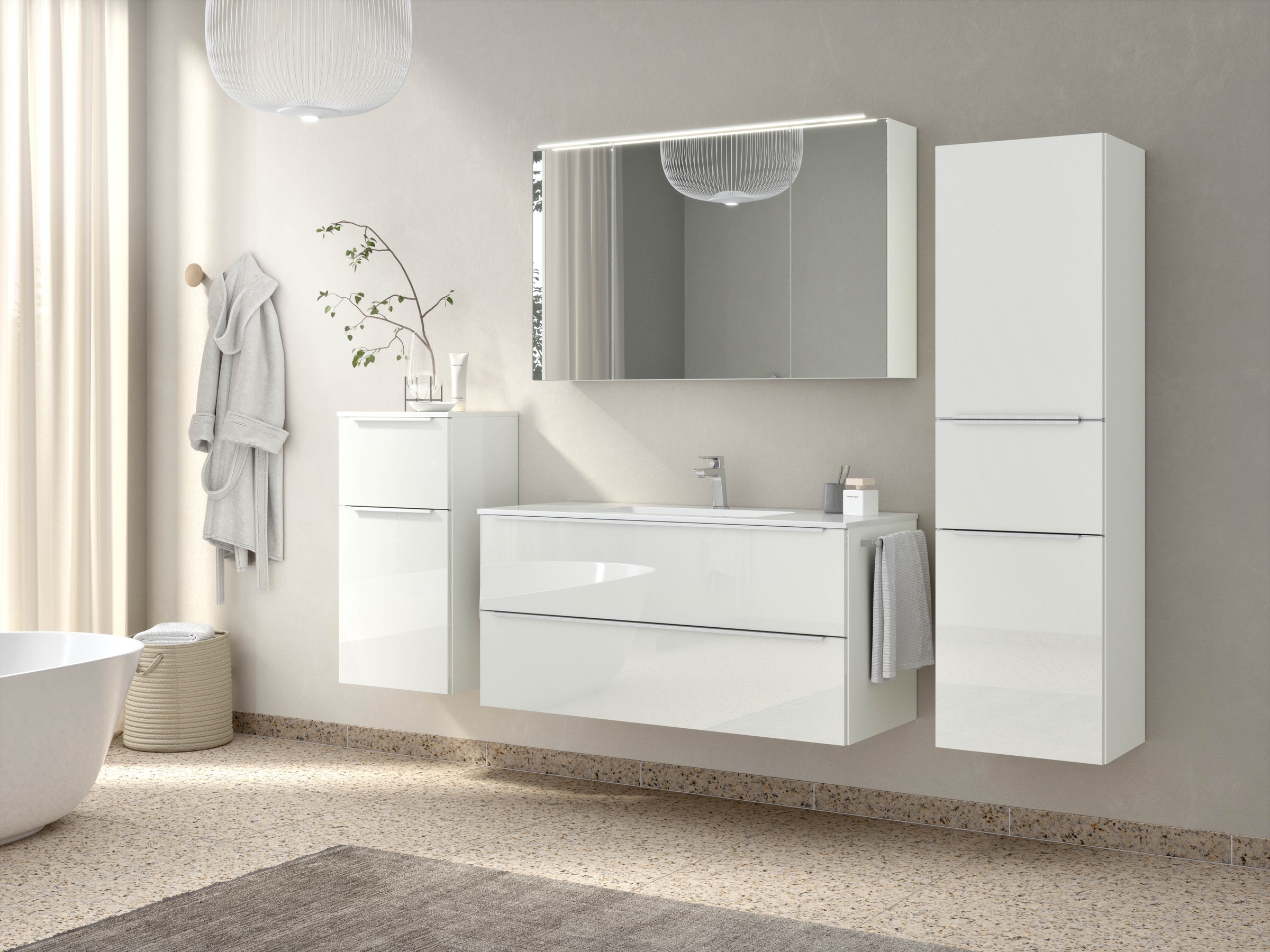 nobilia® Spiegelschrank »Prina«, (inkl. Beleuchtung mit Dimmerfunktion), in Breiten 60, 80, 100 und 120 cm, innenliegende Steckdose