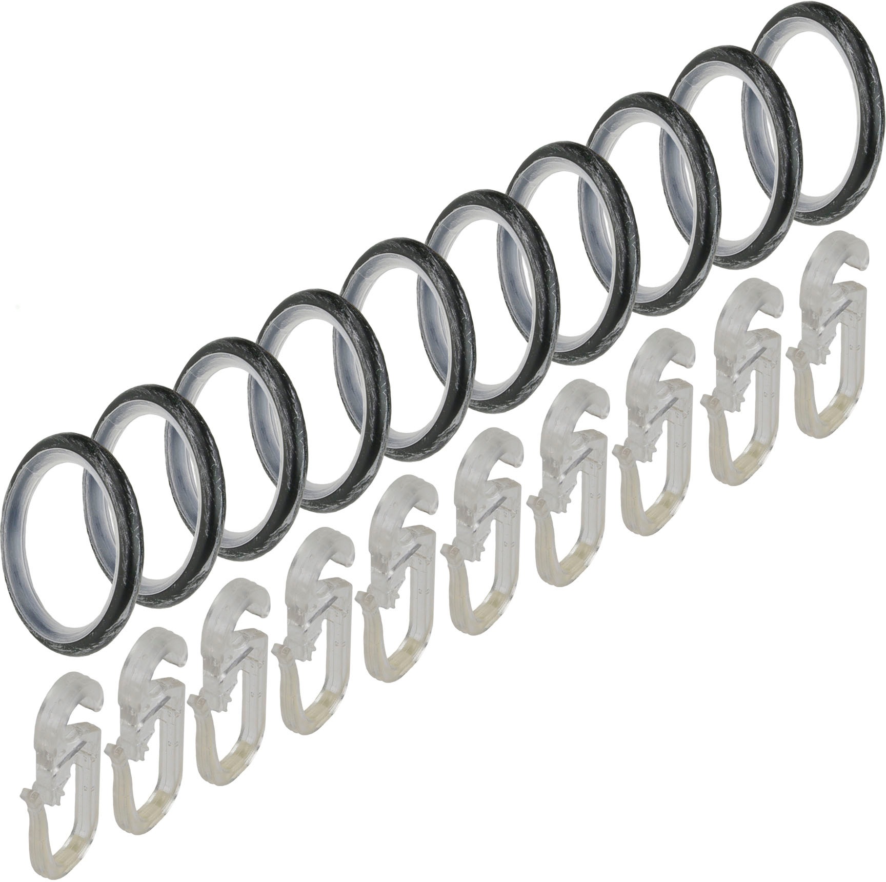 Liedeco Gardinenring »Gardinenring, Stilring, Ringe für Gardinenrohre 16 mm "Esperanca"«, (10 St.), Gardinenring mit Faltenlegehaken