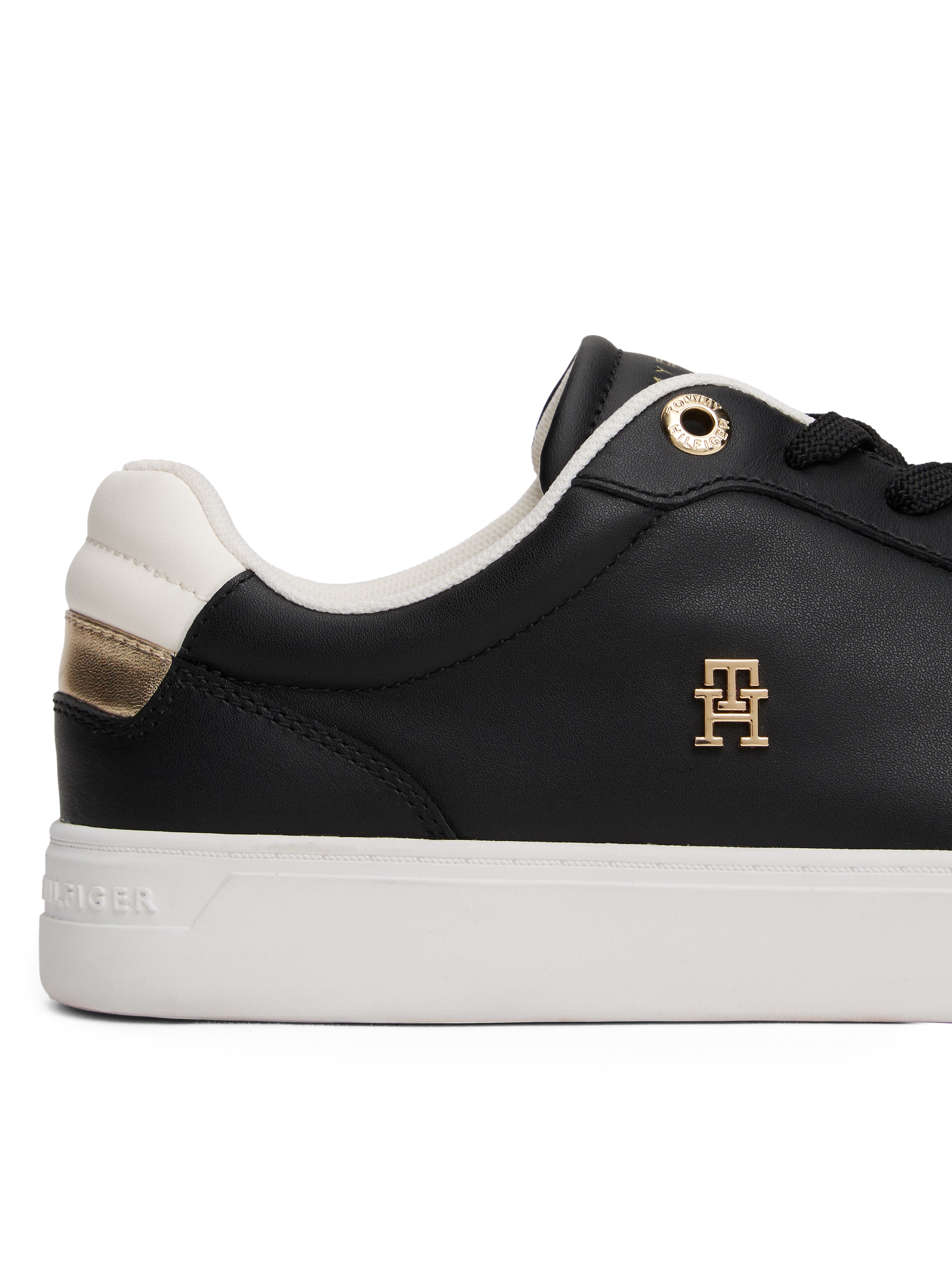 Tommy Hilfiger Plateausneaker »ESSENTIAL ELEVATED COURT SNEAKER«, Freizeitschuh, Halbschuh, Schnürer mit Ziernähten und Kontrastbesatz