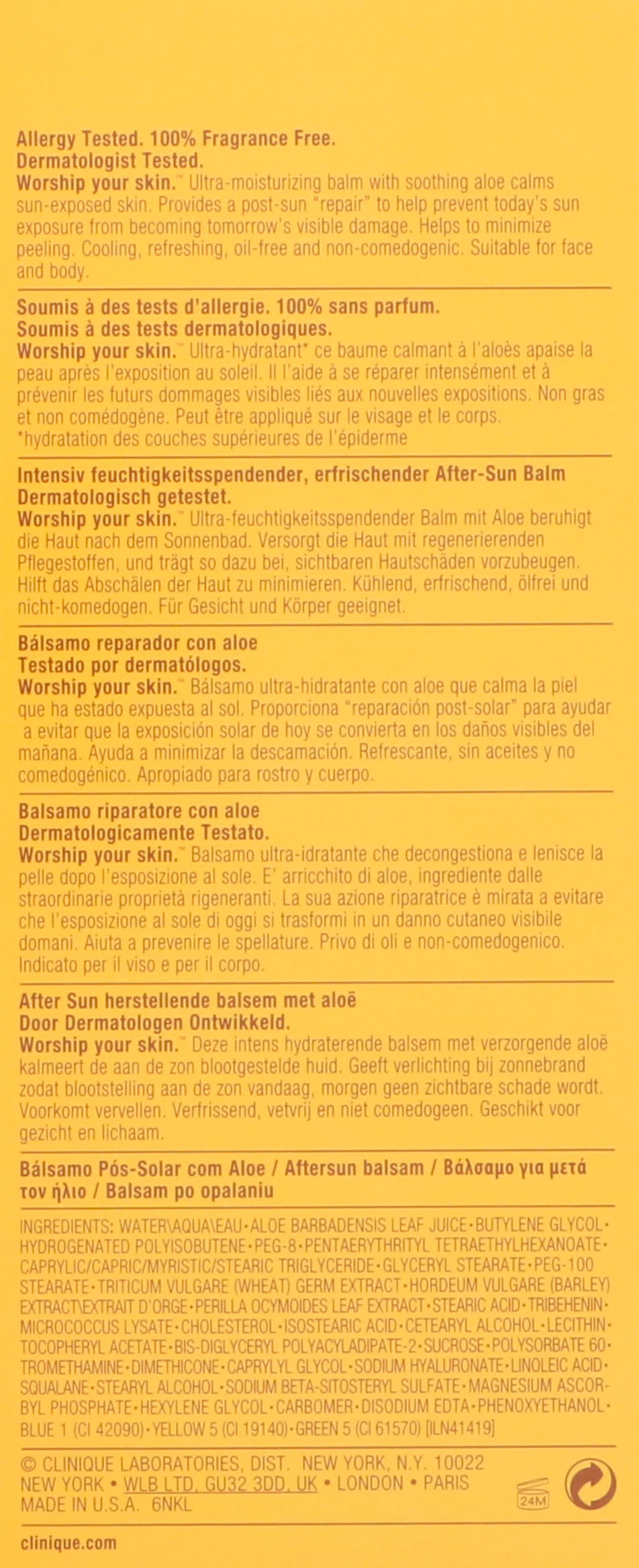 CLINIQUE After Sun-Balsam »Rescue Balm«, Für strapazierte Haut, beruhigt, pflegt und kühlt mit Aloe Vera.