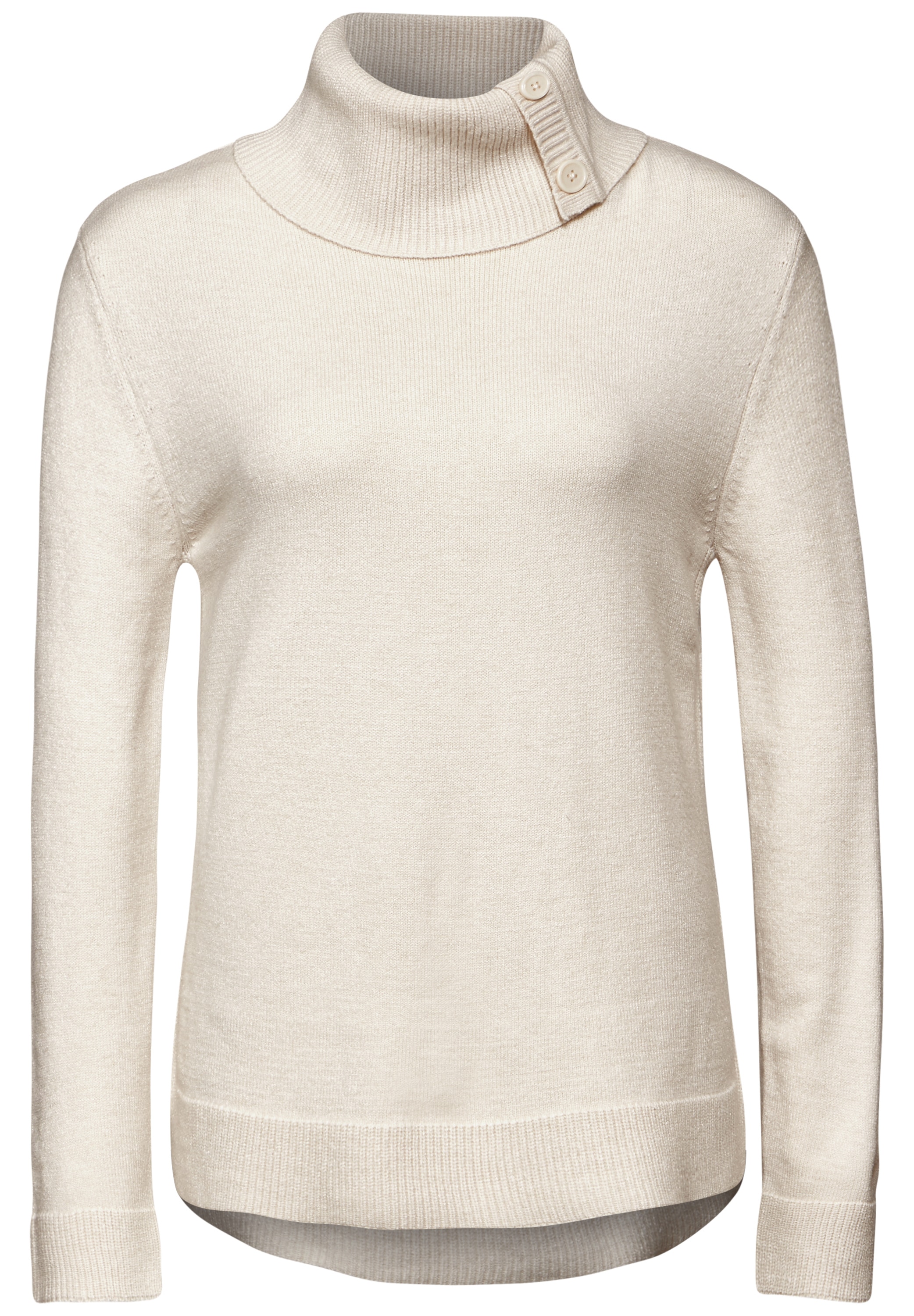 STREET ONE Rollkragenpullover, mit Knopf Details