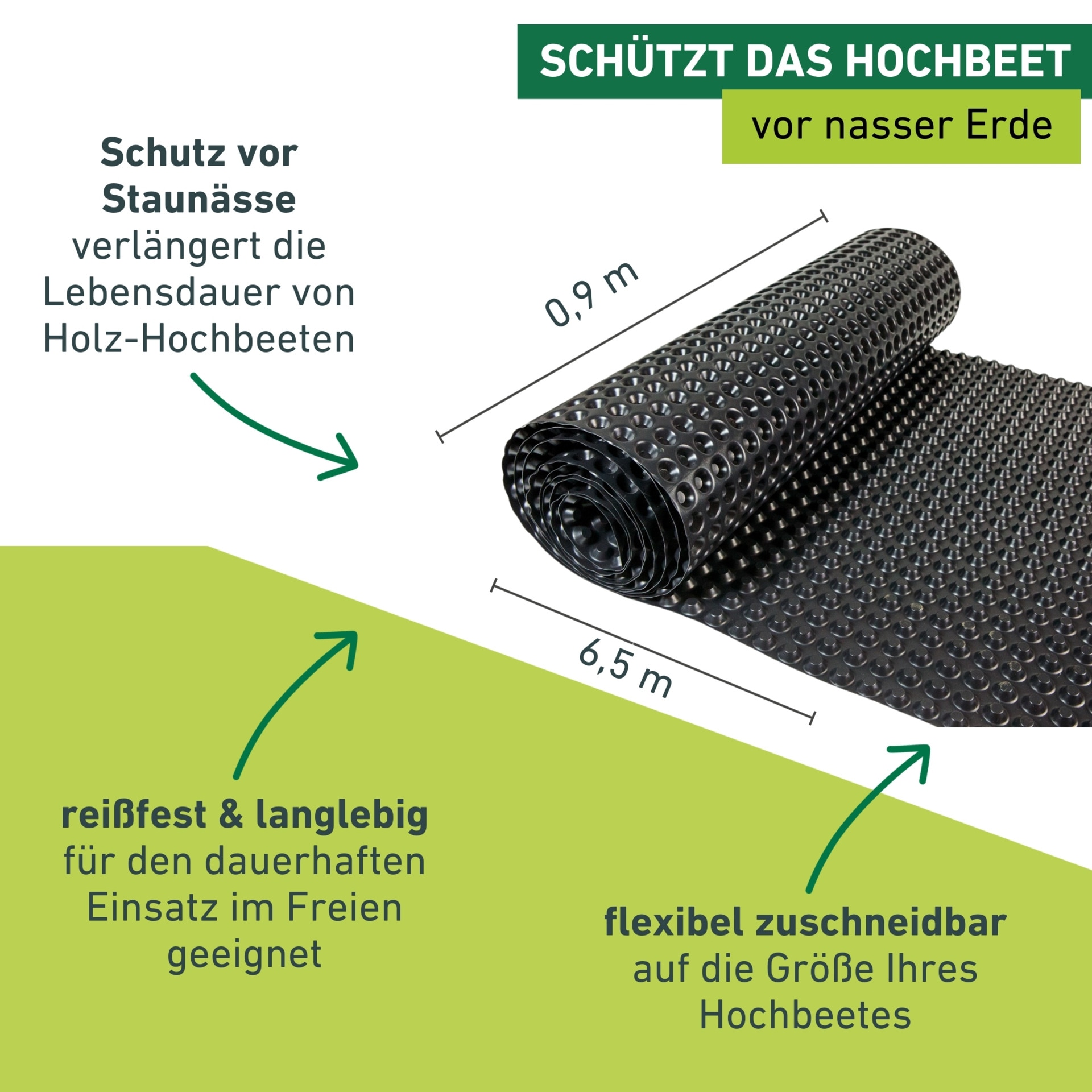 Windhager Hochbeet »Noppenfolie reißfest und langlebig« Abdeckung zuschneidbar, Hochbeet Plane 0,9 x 6,5 m