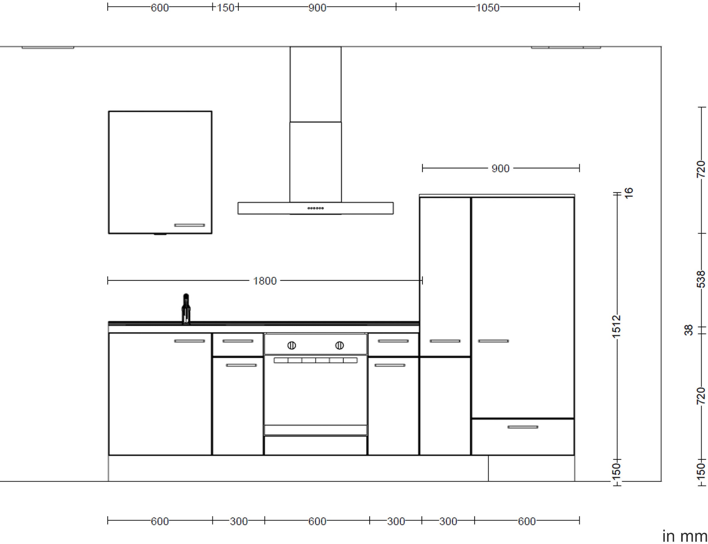 nobilia® Küchenzeile »"Riva I"«, vormontiert, Ausrichtung wählbar, Breite 270 cm, wahlw. mit E-Geräten