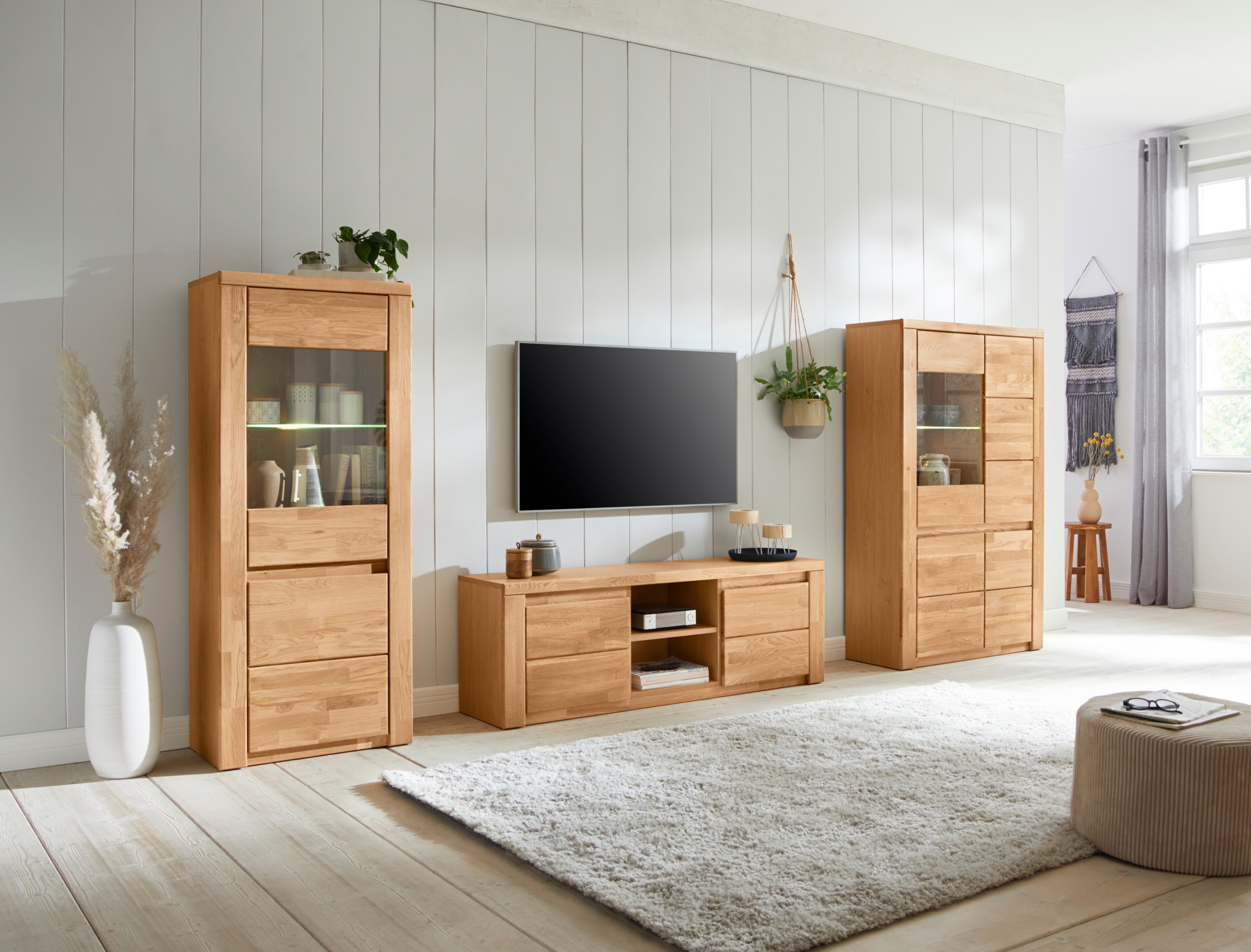 OTTO home Wohnwand "BURANO 3-teilig, Lowboard mit Kabeldurchführung, 290cm Breite" Set, 3 Stk. tlg.