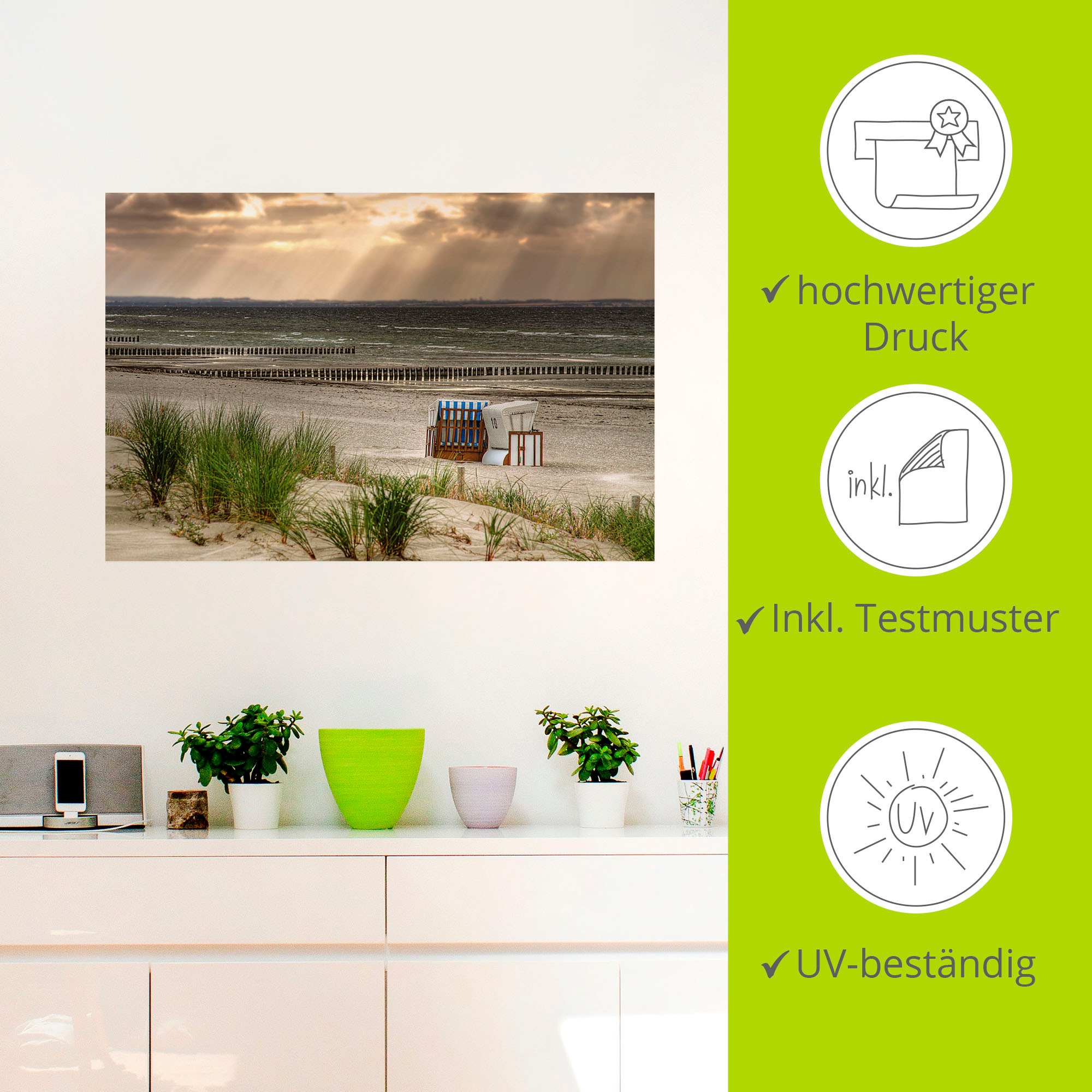Artland Wandbild »Schwarzer Busch Strand auf Insel Poel«, Strand, (1 St.), als Alubild, Outdoorbild, Leinwandbild, Wandaufkleber, versch. Größen