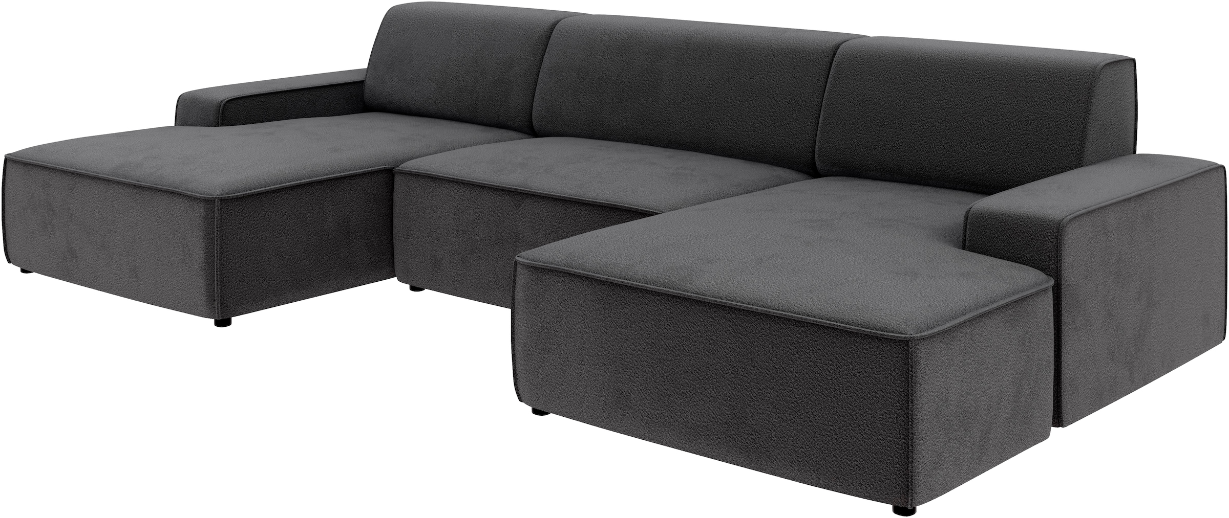 TRENDMANUFAKTUR Wohnlandschaft »Graz, wahlweise mit Sitzvorschub und Bettkasten, U-Form, Breite 329 cm«, in Cord-, haustierfreundlichem LEO Struktur- oder LUMOS-3D-Bezug