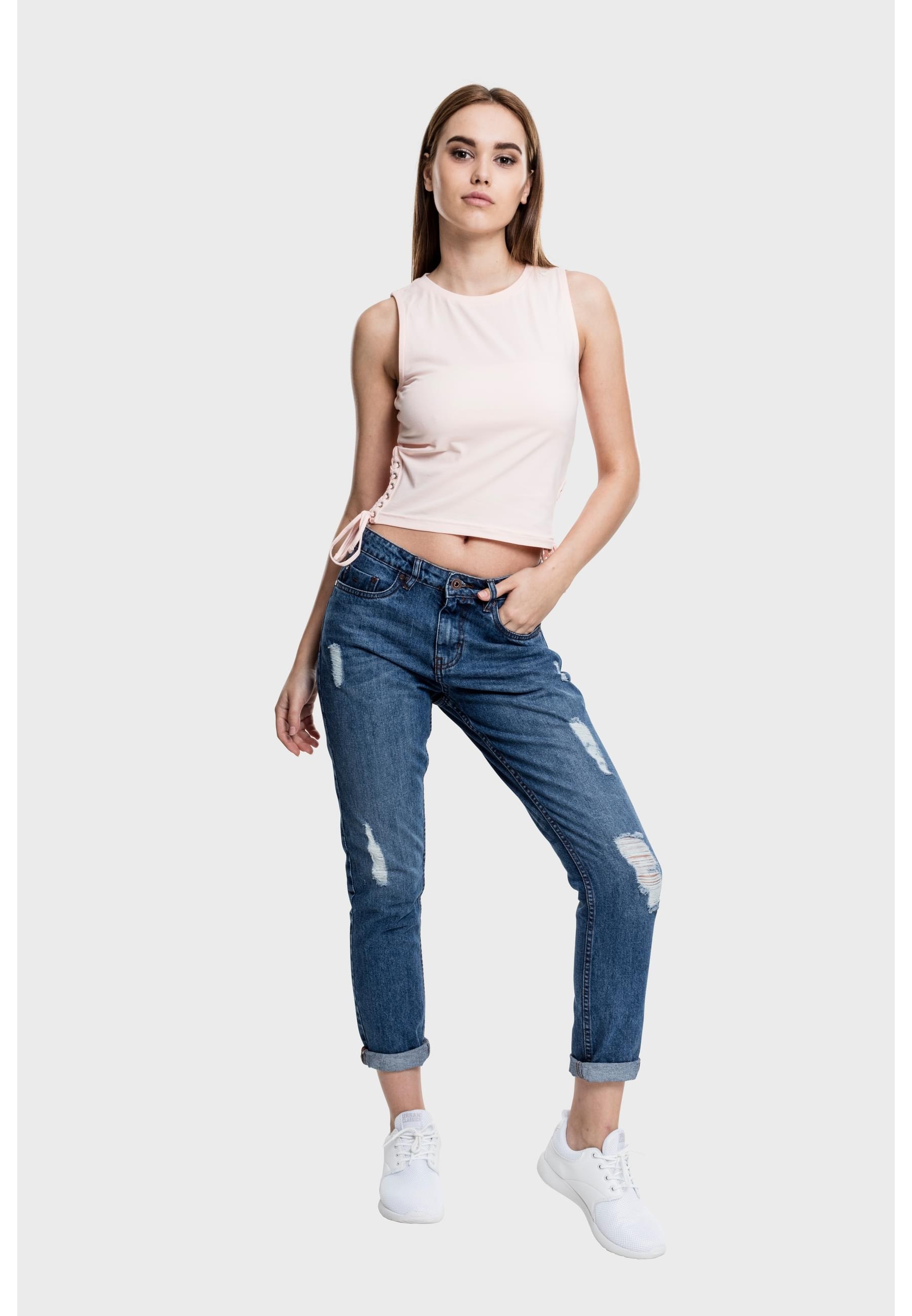 URBAN CLASSICS Muskelshirt »Urban Classics Damen Ladies Lace Up Cropped Top« 1 Stk.