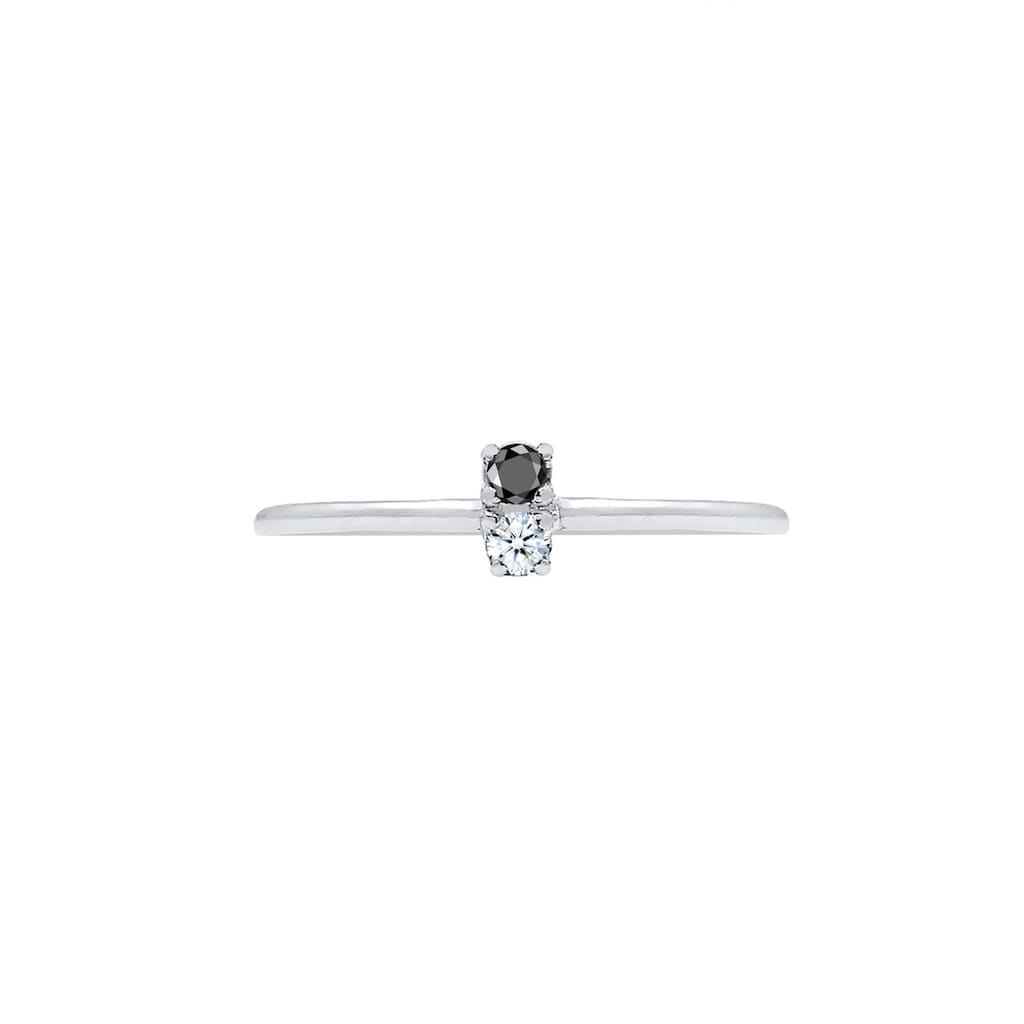 Elli DIAMONDS Verlobungsring »Bi-Color Schwarzer Diamant (0.06 ct.) 925 Silber«