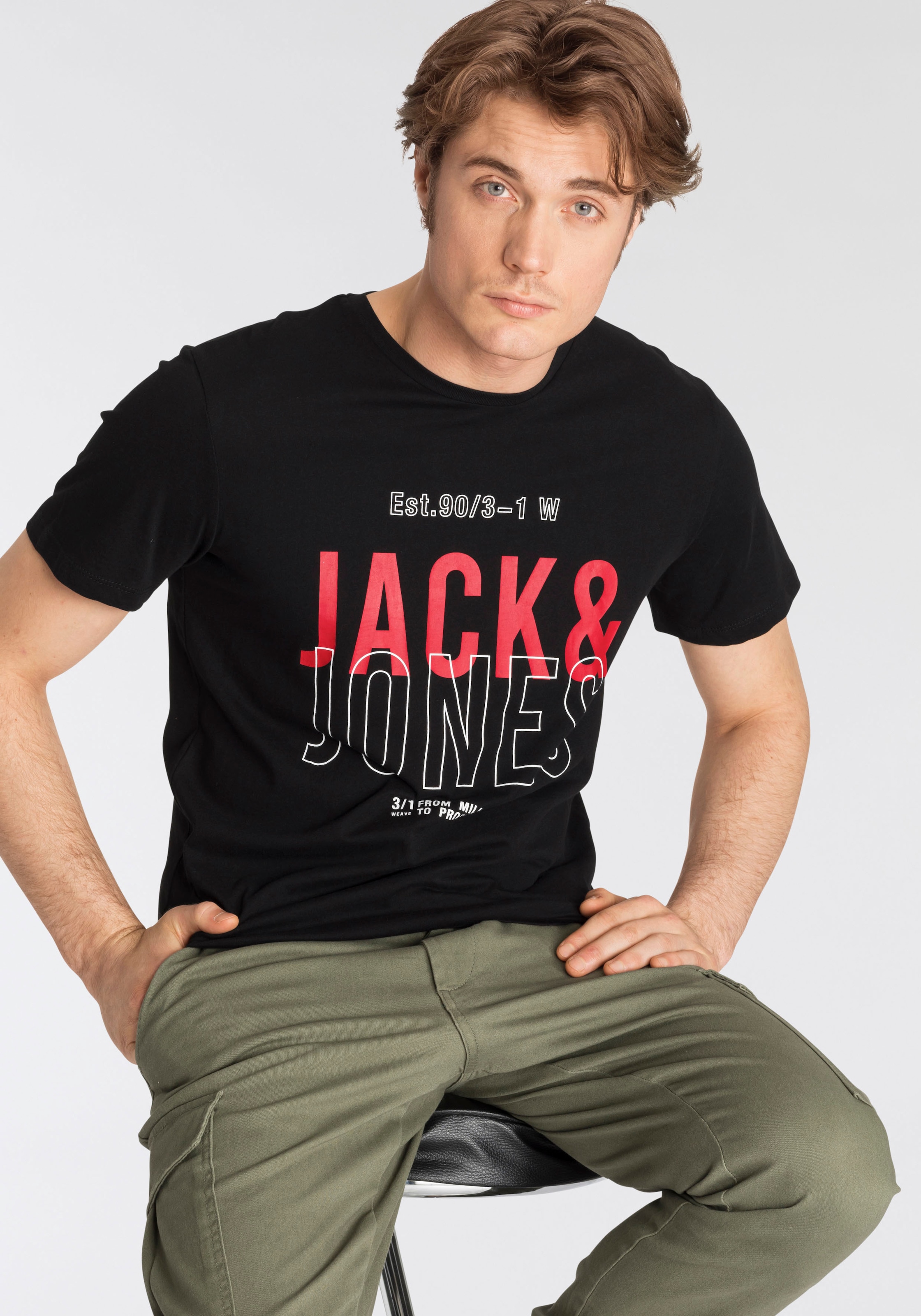 Jack & Jones T-Shirt "JCOKOMPO Kurzarm-Design mit Print und optimaler Passf günstig online kaufen