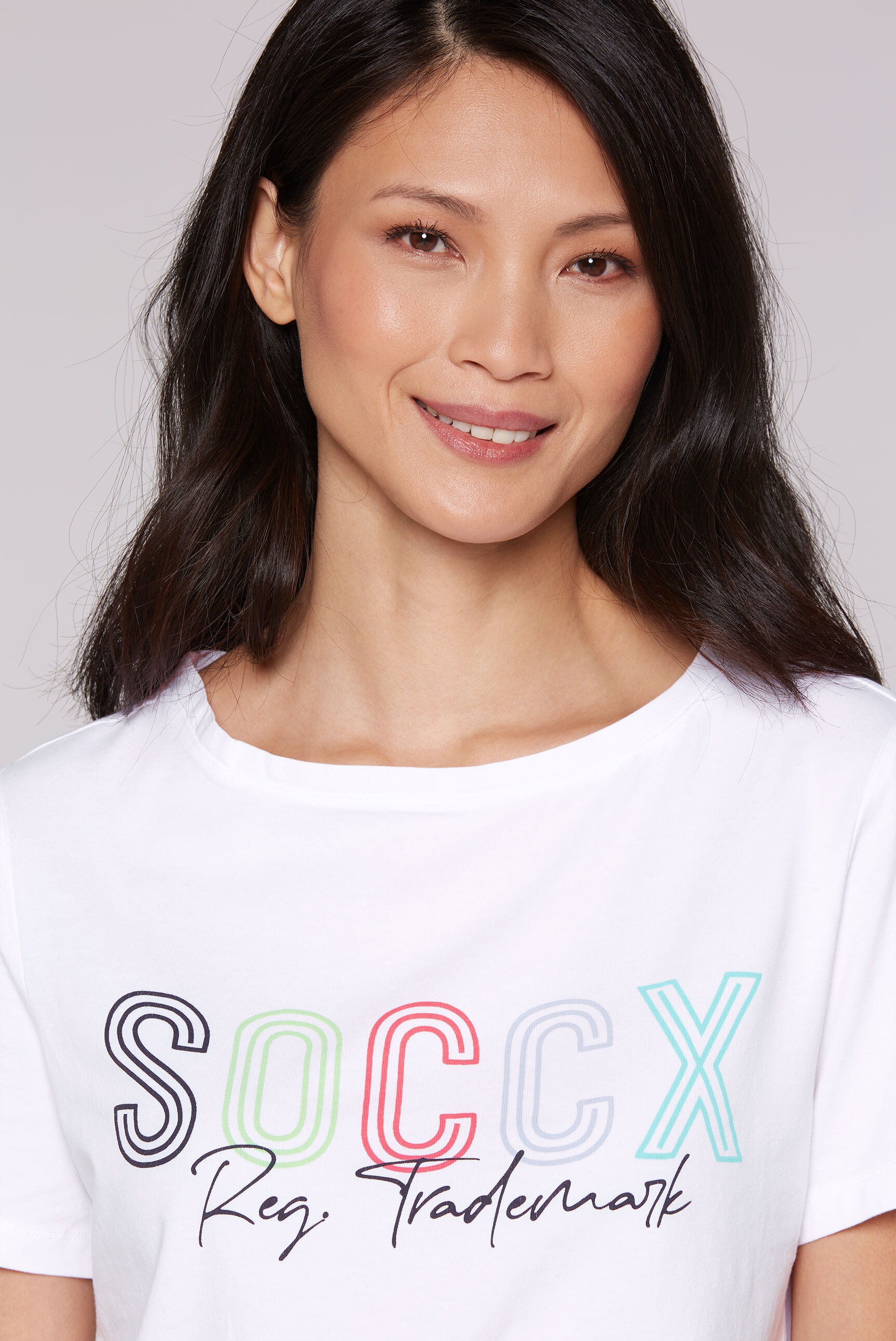 SOCCX Rundhalsshirt, mit U-Boot-Ausschnitt