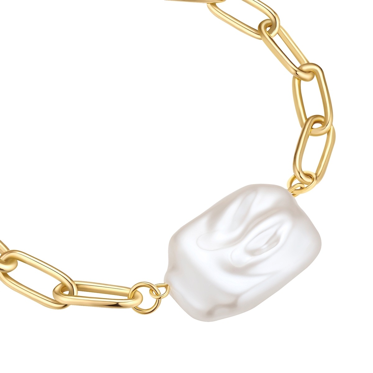 Gliederarmband YOKOAMII "Y800", gelbgold, Armbänder, Damen, Metall, Gliederarmband, mit Perle (synth.) 2