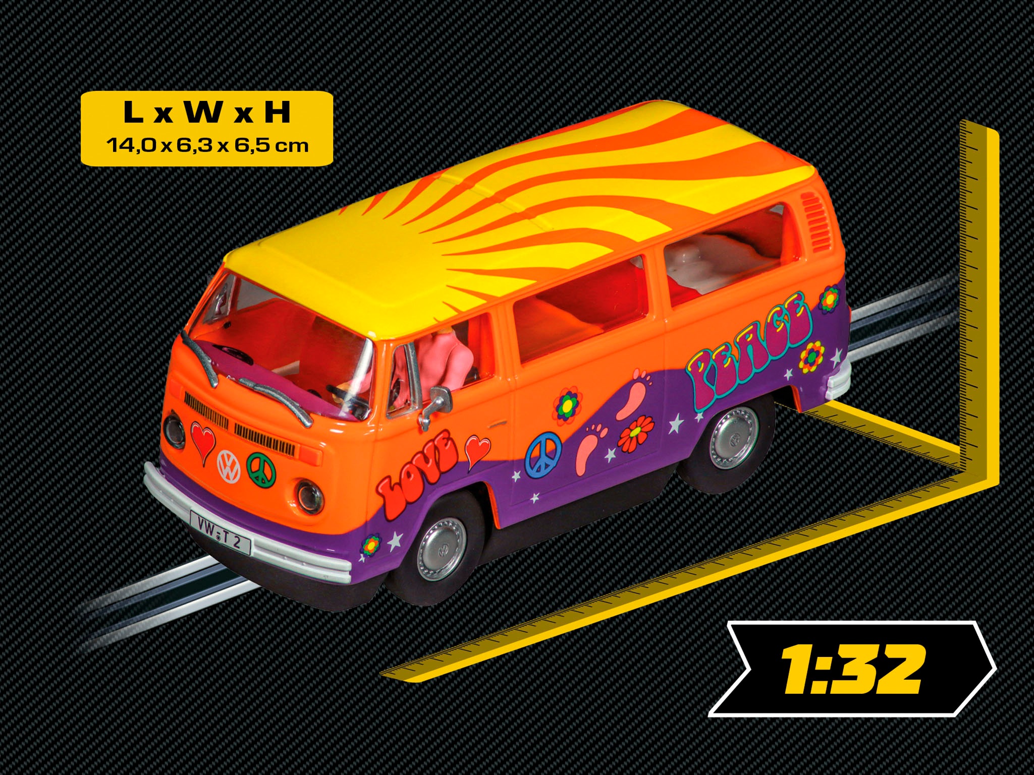Carrera® Rennbahn-Auto »VW Bus T2b "Peace and Love"«, mit Lichteffekt