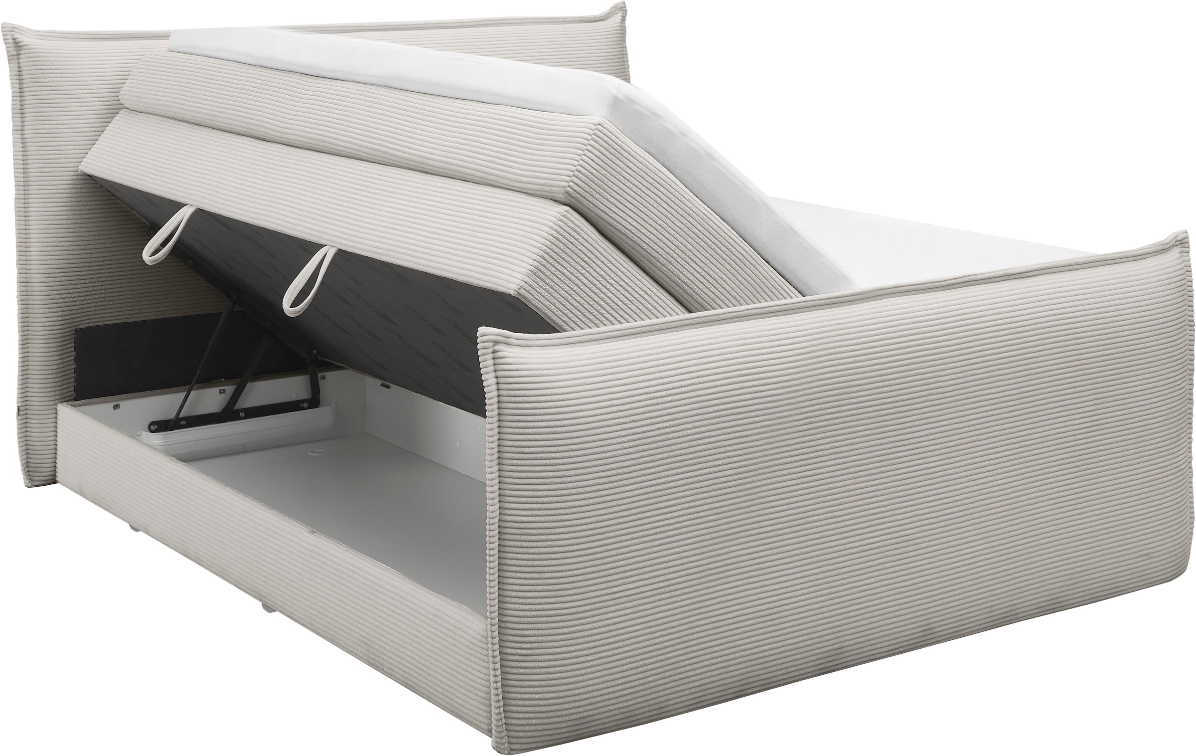 set one by Musterring Boxspringbett »Florida« in modernem Cord-Bezug, mit Bettkasten, in 3 Größen erhältlich