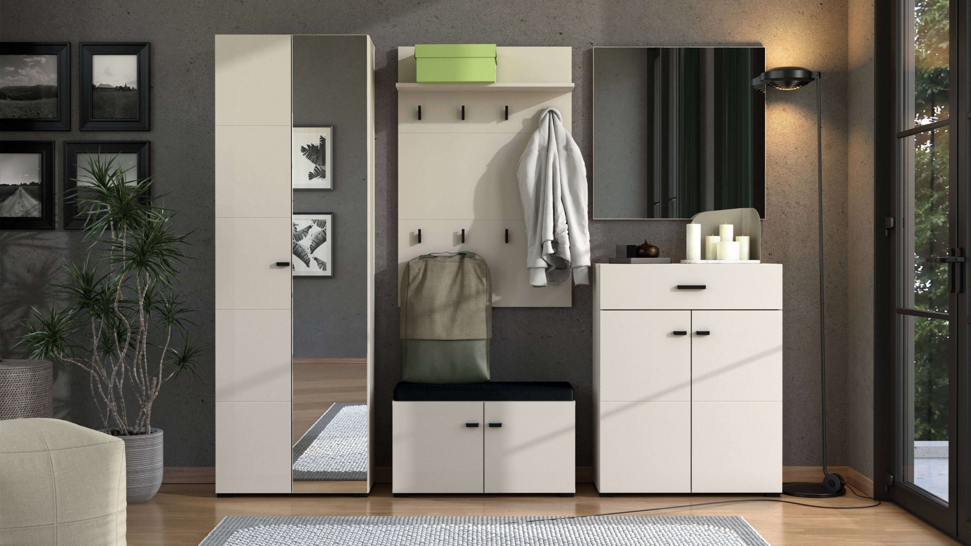 Home affaire Garderobenpaneel »Rathlin, Wandregal Wandpaneel, Wandgarderobe praktisch & stillvoll« mit 6 Kleiderhaken und Ablage für Accessoires, Breite 77 cm