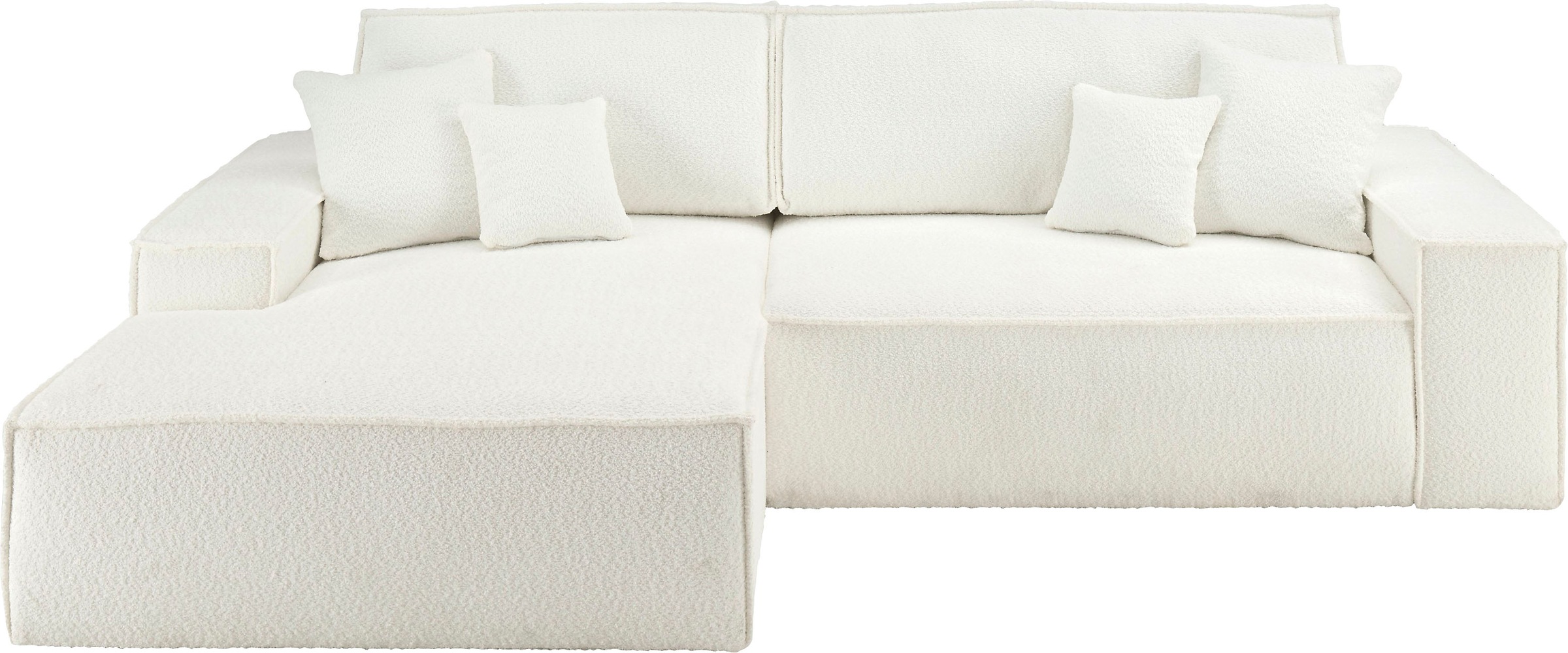 andas Ecksofa »Finnley Schlafsofa 267 cm in Bouclé, Struktur fein u. Cord, L-Form,«, Schlaffunktion m. Bettkasten (136/210 cm), Bouclé, Struktur und Cord