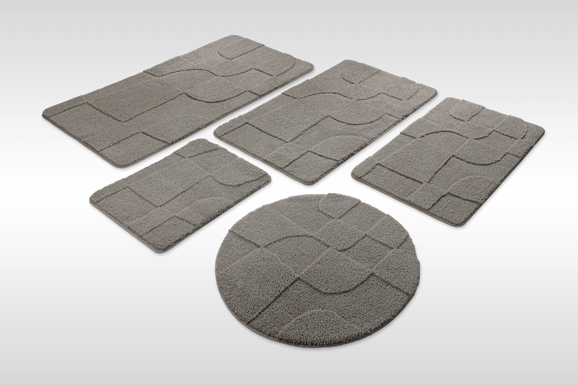 Wecon home "Davie" Höhe 25 mm rutschhemmend beschichtet schnell trocknend Badteppich, Hoch-Tief-Effekt, weich, rutschhemmend, waschbar, getuftet