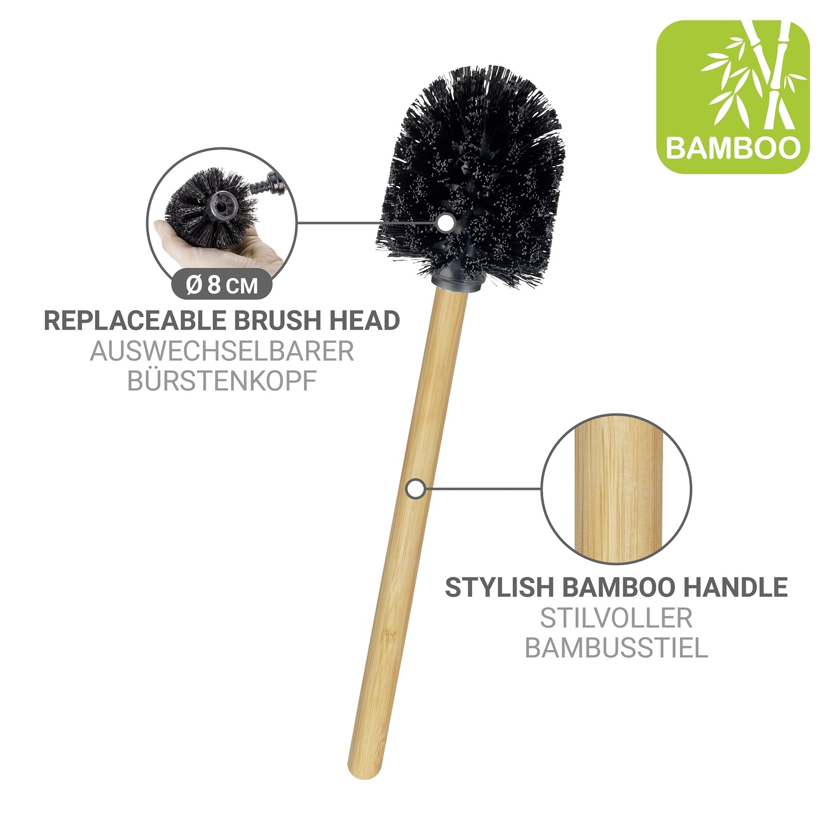 WENKO WC-Garnitur »Rivalta« aus Bambus | Sicherheitsglas | Stahl