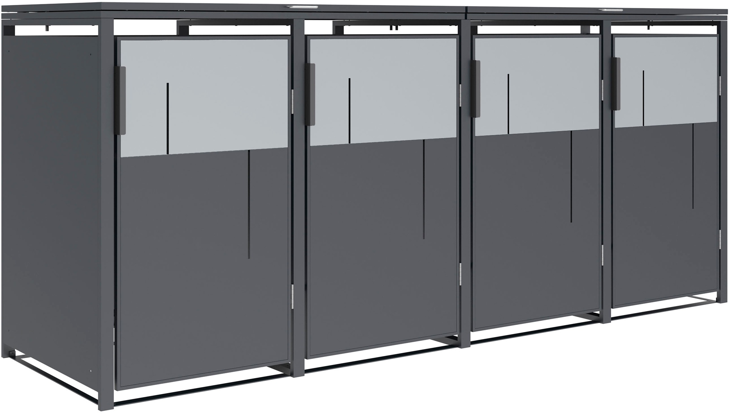 "Mülltonnenbox WESTMANN ""Tonus 4"", schwarz-weiß (anthrazit), B:265cm H:116cm T:80cm, Stahl, Aufbewahrungsboxen, BxTxH: 265x80x116 cm, für 4x240 L