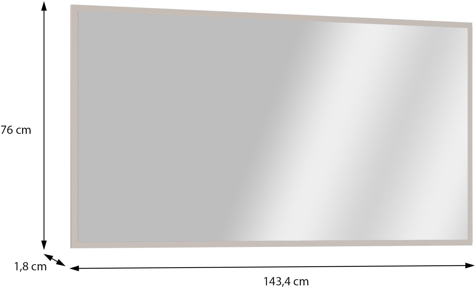 FORTE Garderobenspiegel B/H/T 143,4/76/1,8 cm, Wandmontage
