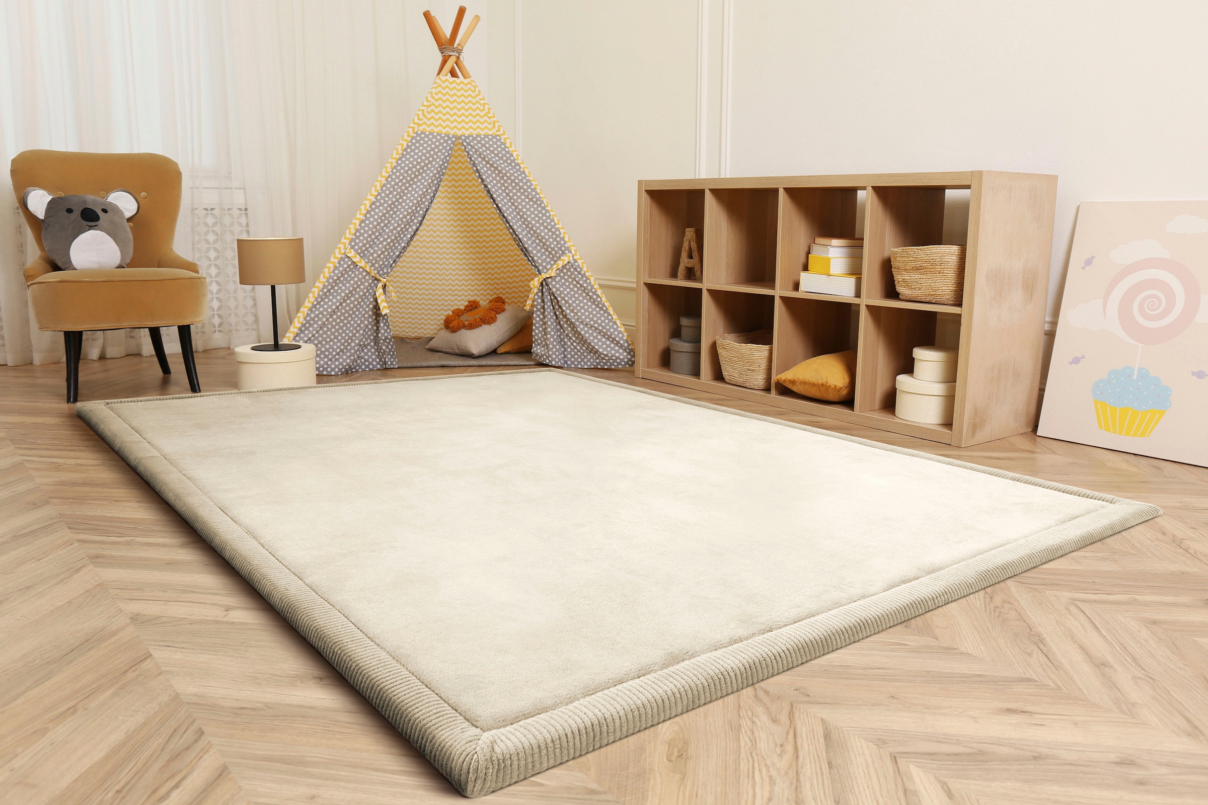 Paco Home Teppich »Tatami 475«, rechteckig, 24 mm Höhe, Kurzflor, Uni-Farben, mit Memory Foam, waschbar