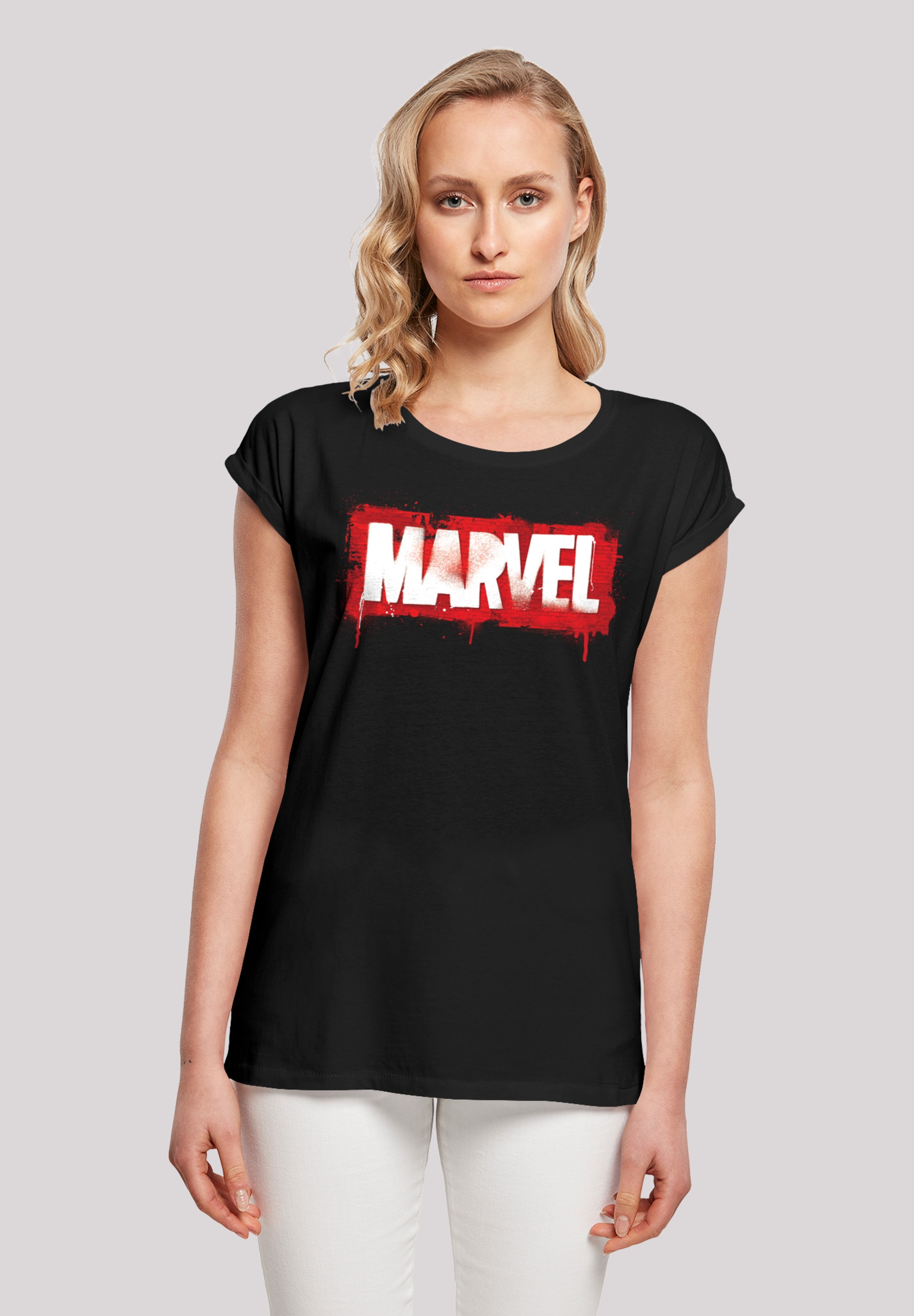 (1 Kurzarmshirt F4NT4STIC BAUR with Logo Shoulder Marvel bestellen tlg.) Extended | Ladies »Damen Tee«, Spray