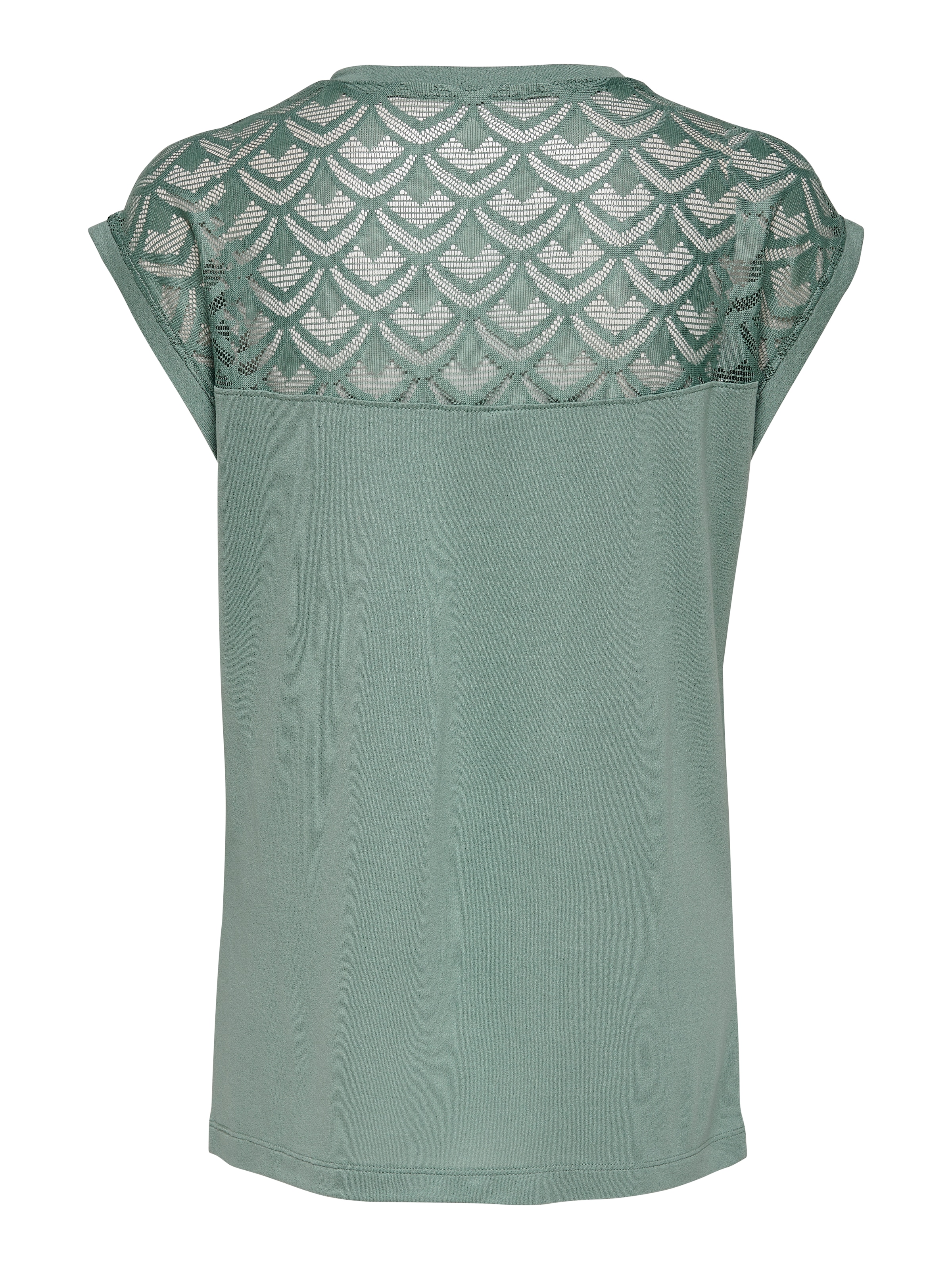 ONLY Spitzenshirt »ONLNICOLE – Spitzendetails für eleganten Auftritt im Alltag« figurbetont, Jersey, Viskose, Rundhals, unifarben