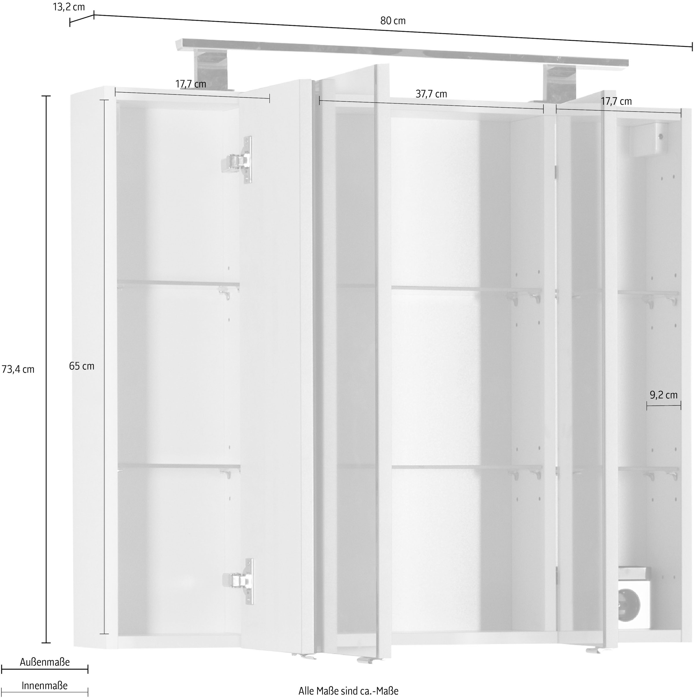 MARLIN Spiegelschrank »3400 Basic«, Breite 80 cm